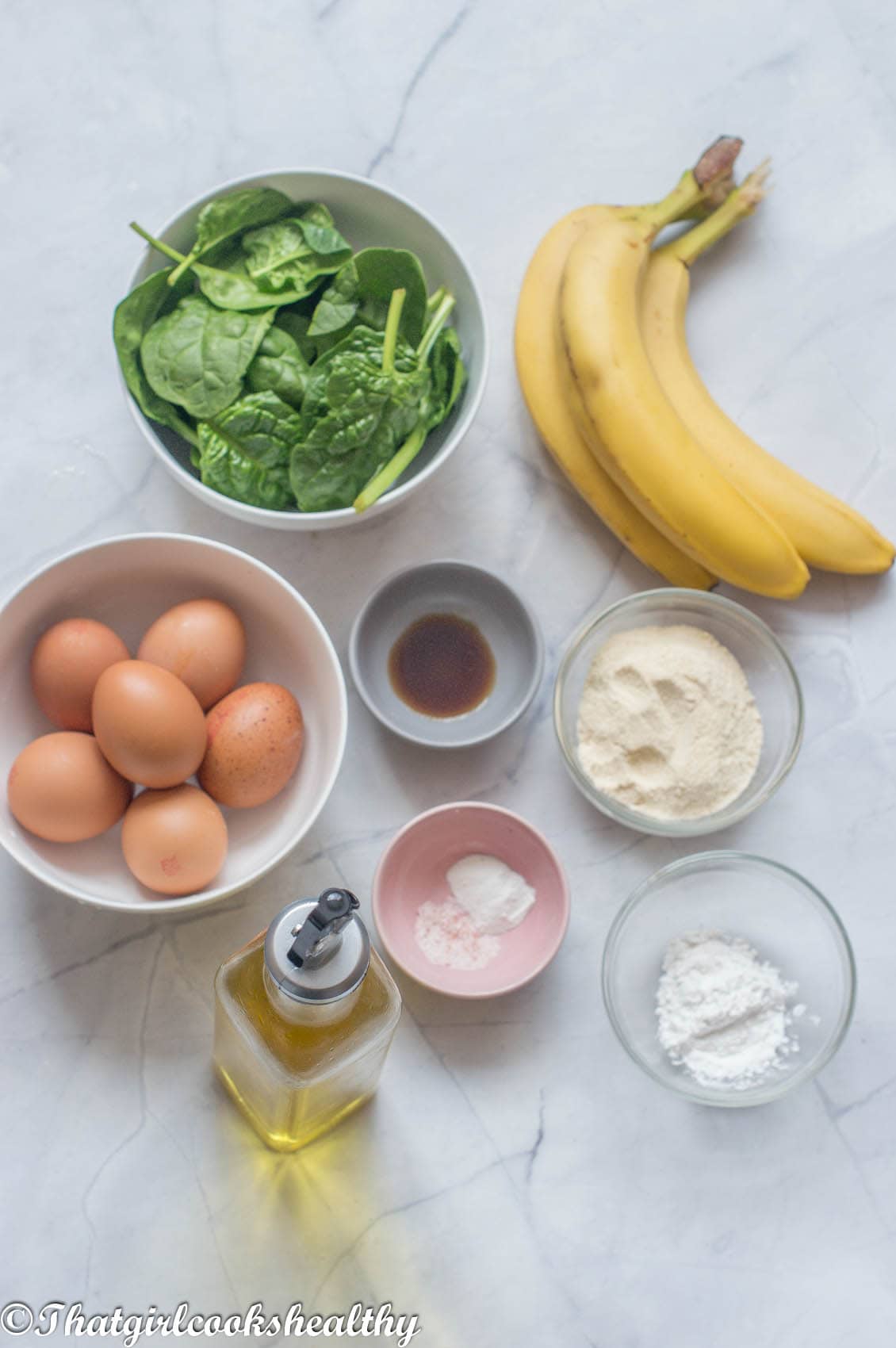 Ingredients you need for banana spinach pancake