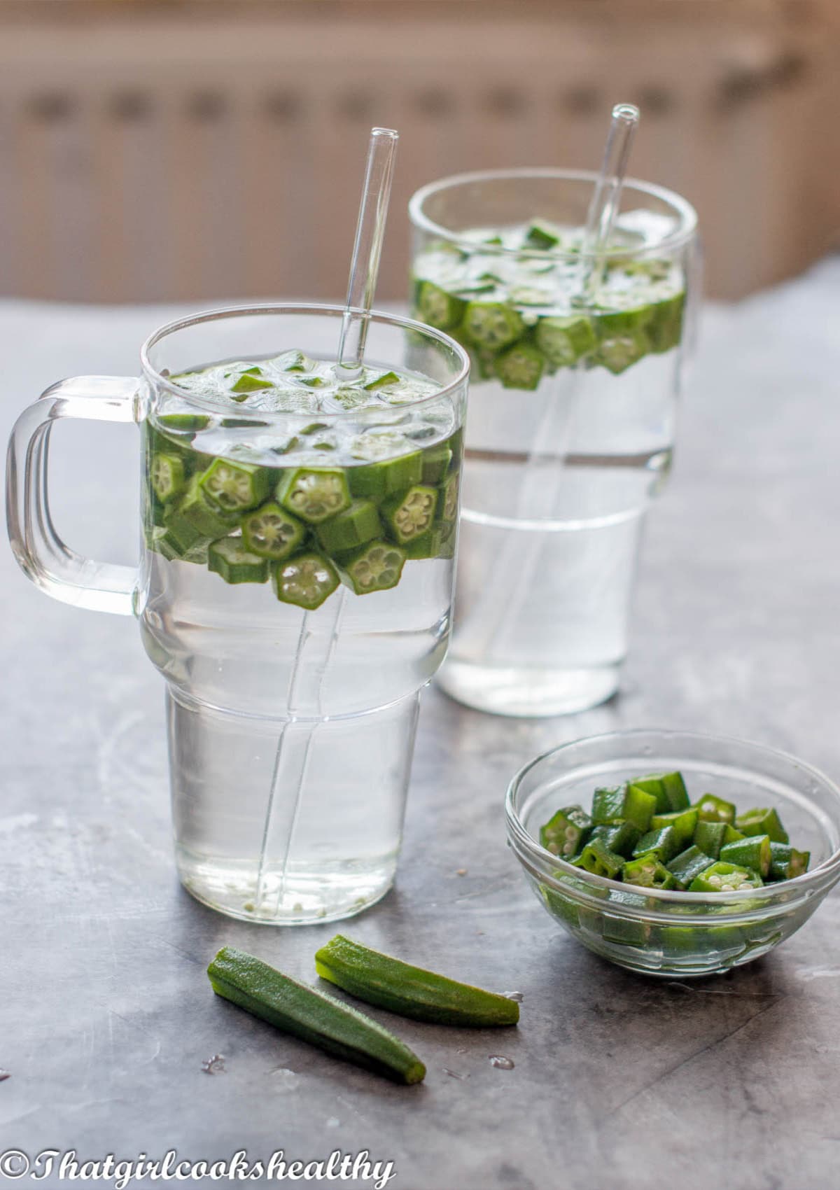 2 glasses of okra water