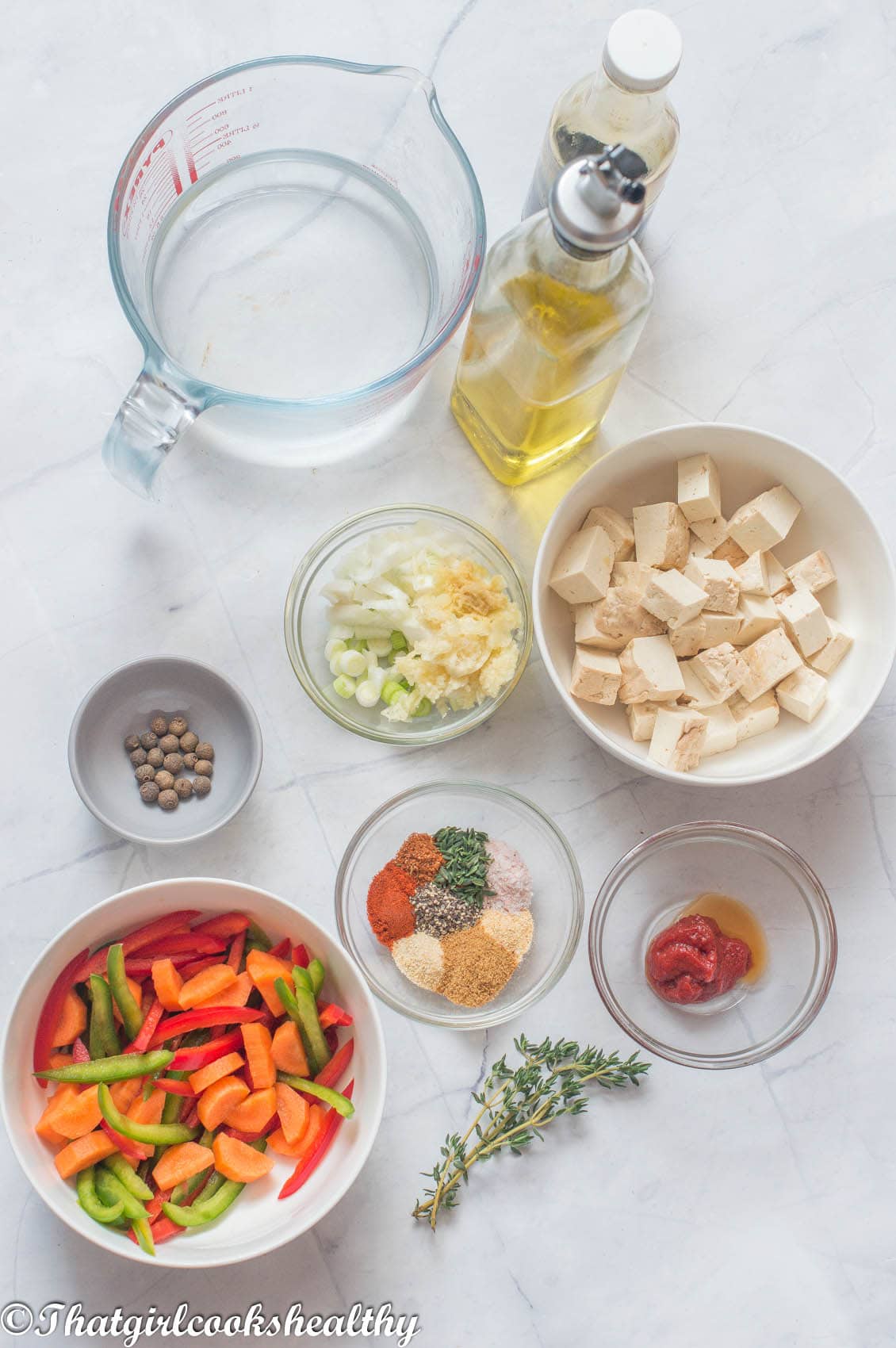 Ingredients you need for brown stew tofu