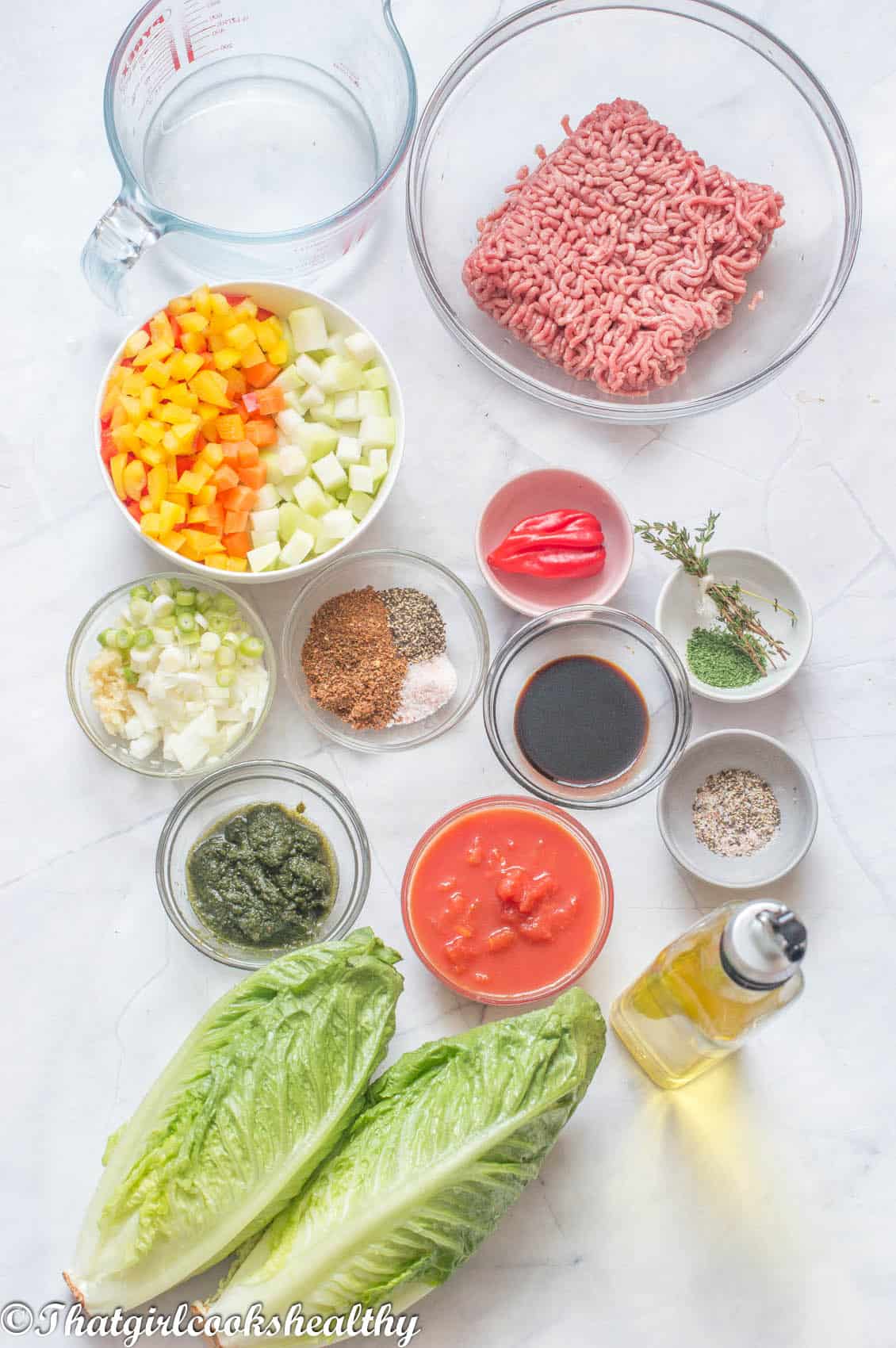 Ingredients you need for ground beef lettuce wraps