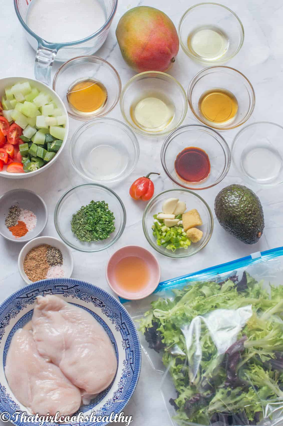Ingredients you need for mango chicken salad