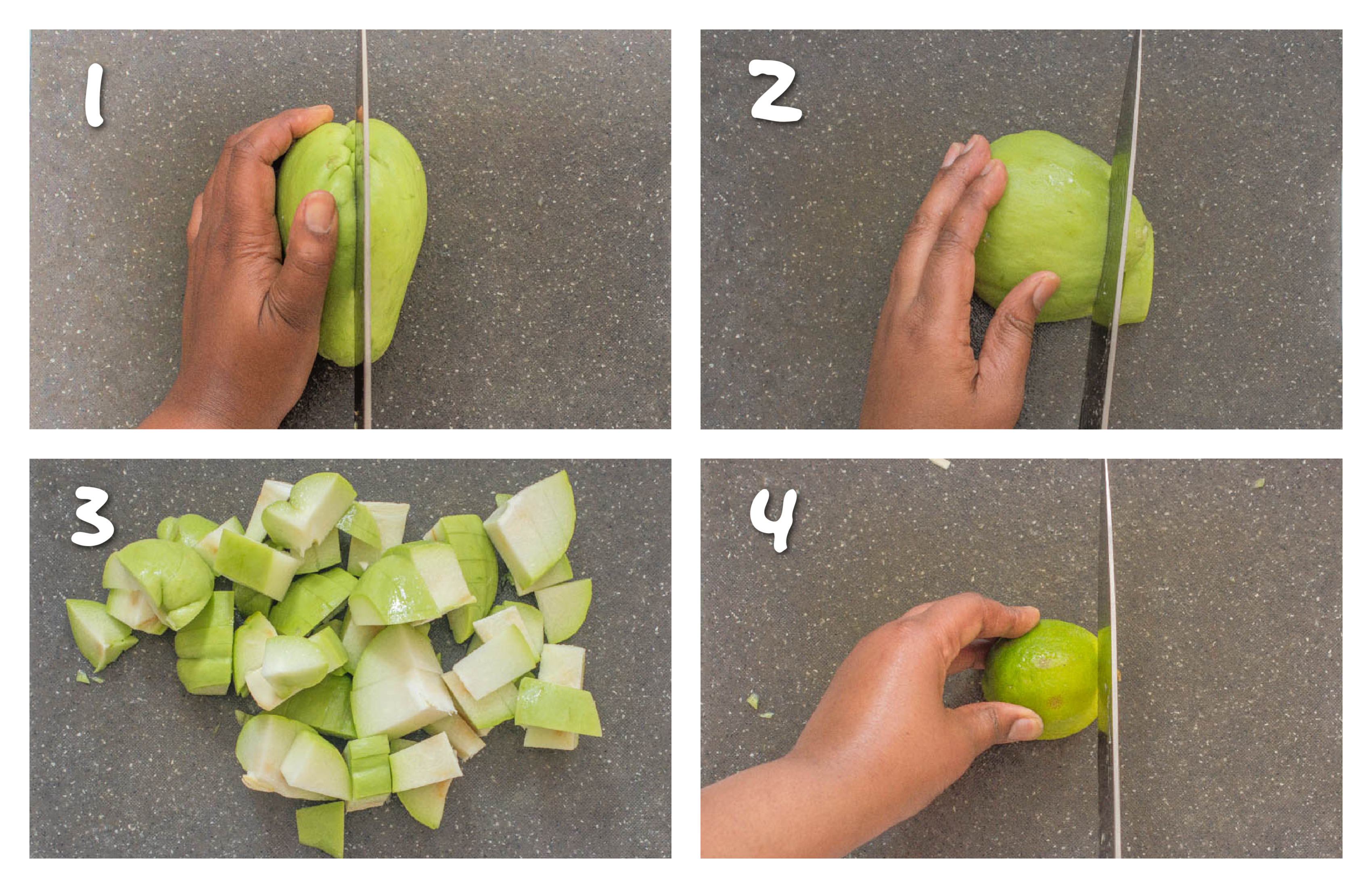 steps1-4 chopping the cho cho