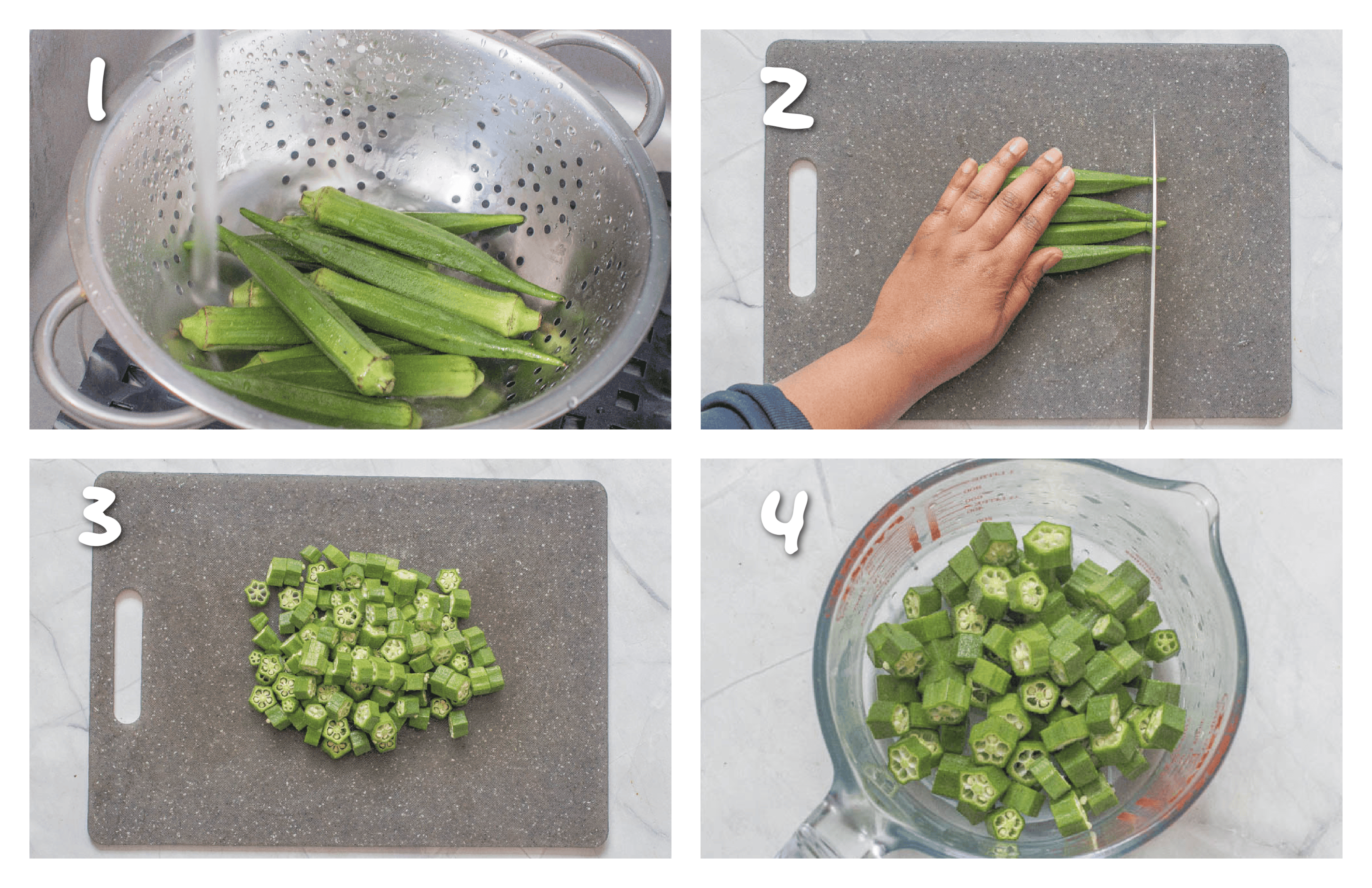 steps1-4 okra being chopped