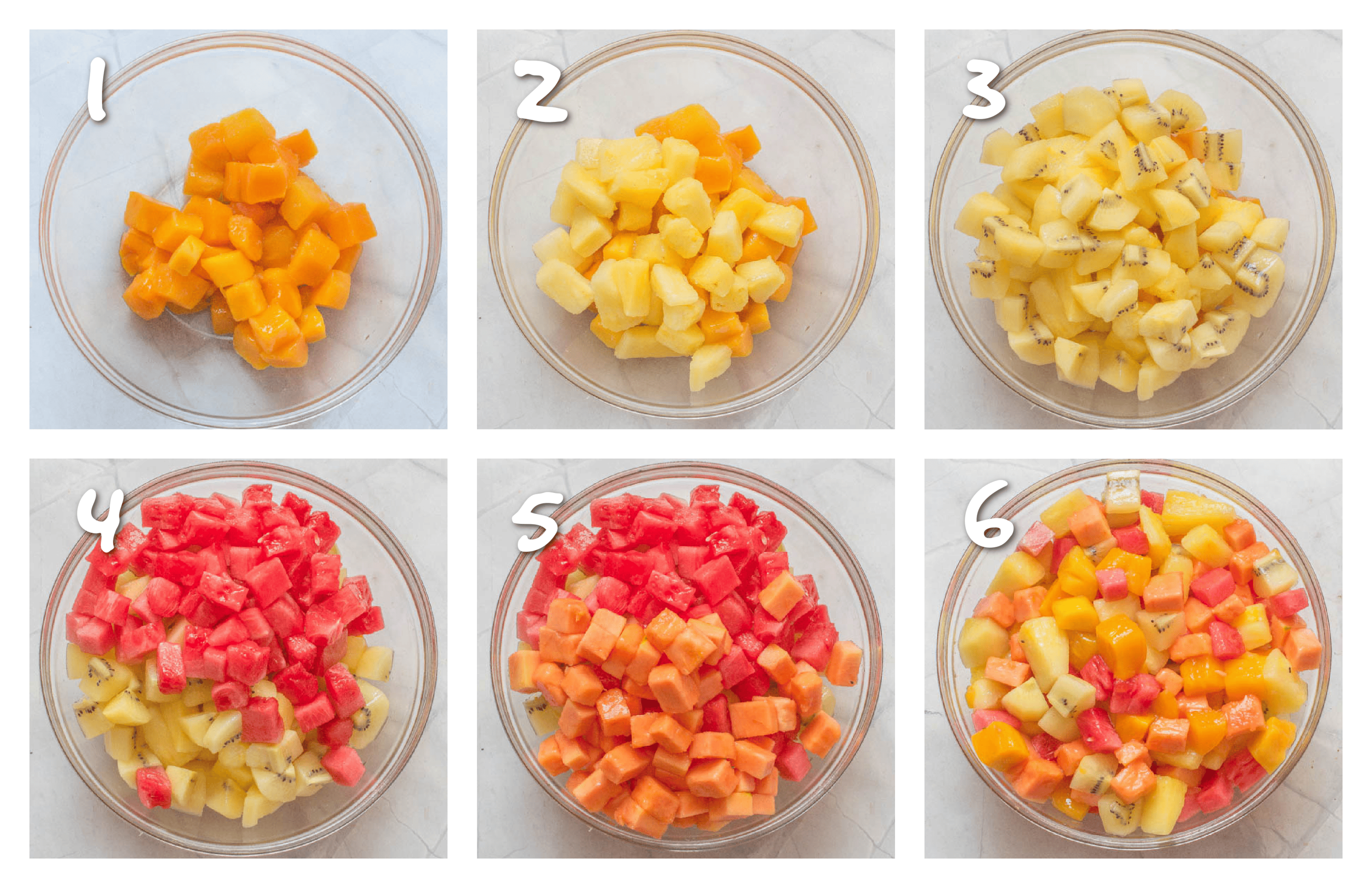 steps1-6 combining all the fruit