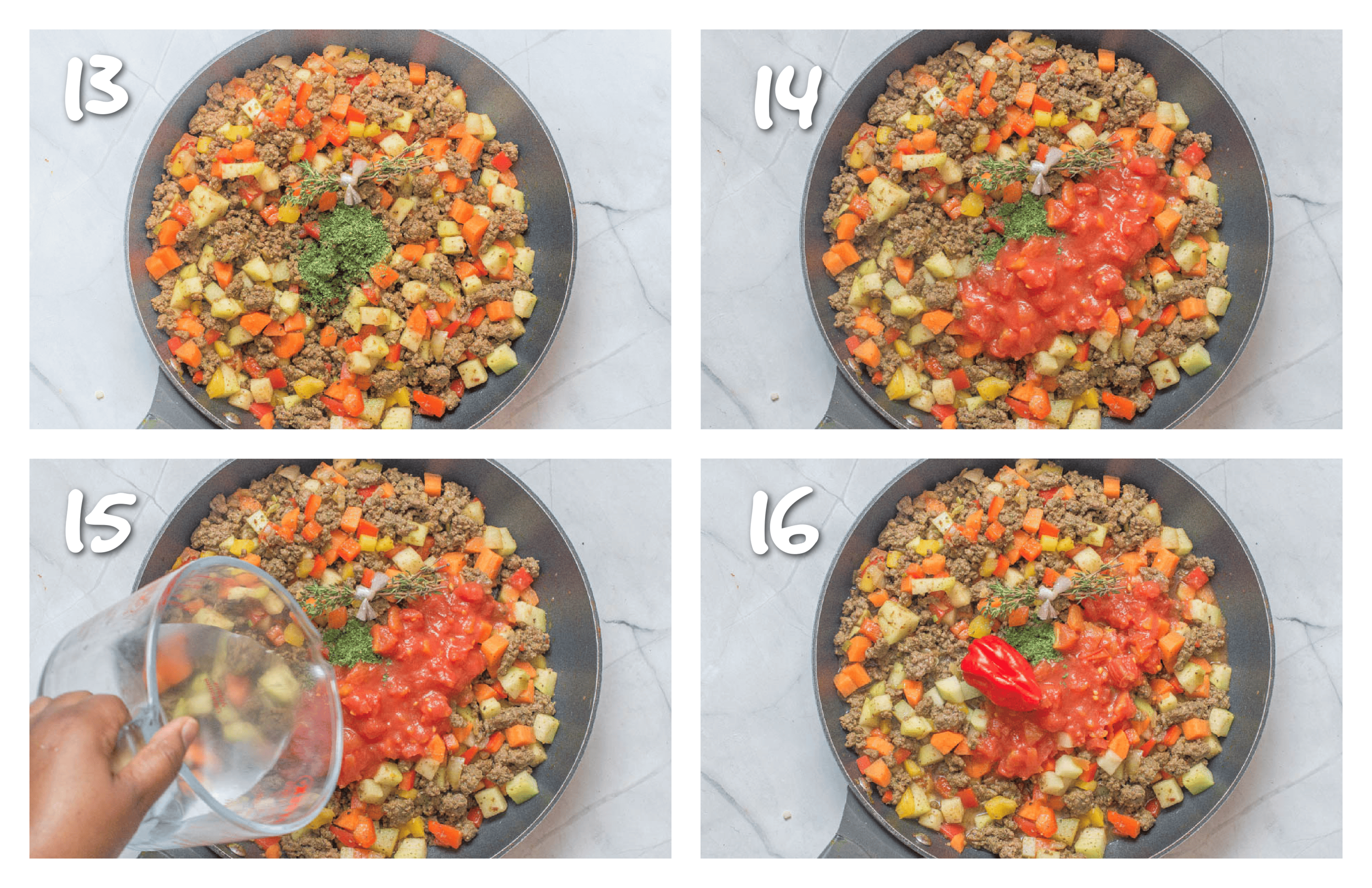 steps13-16 adding the vegetables