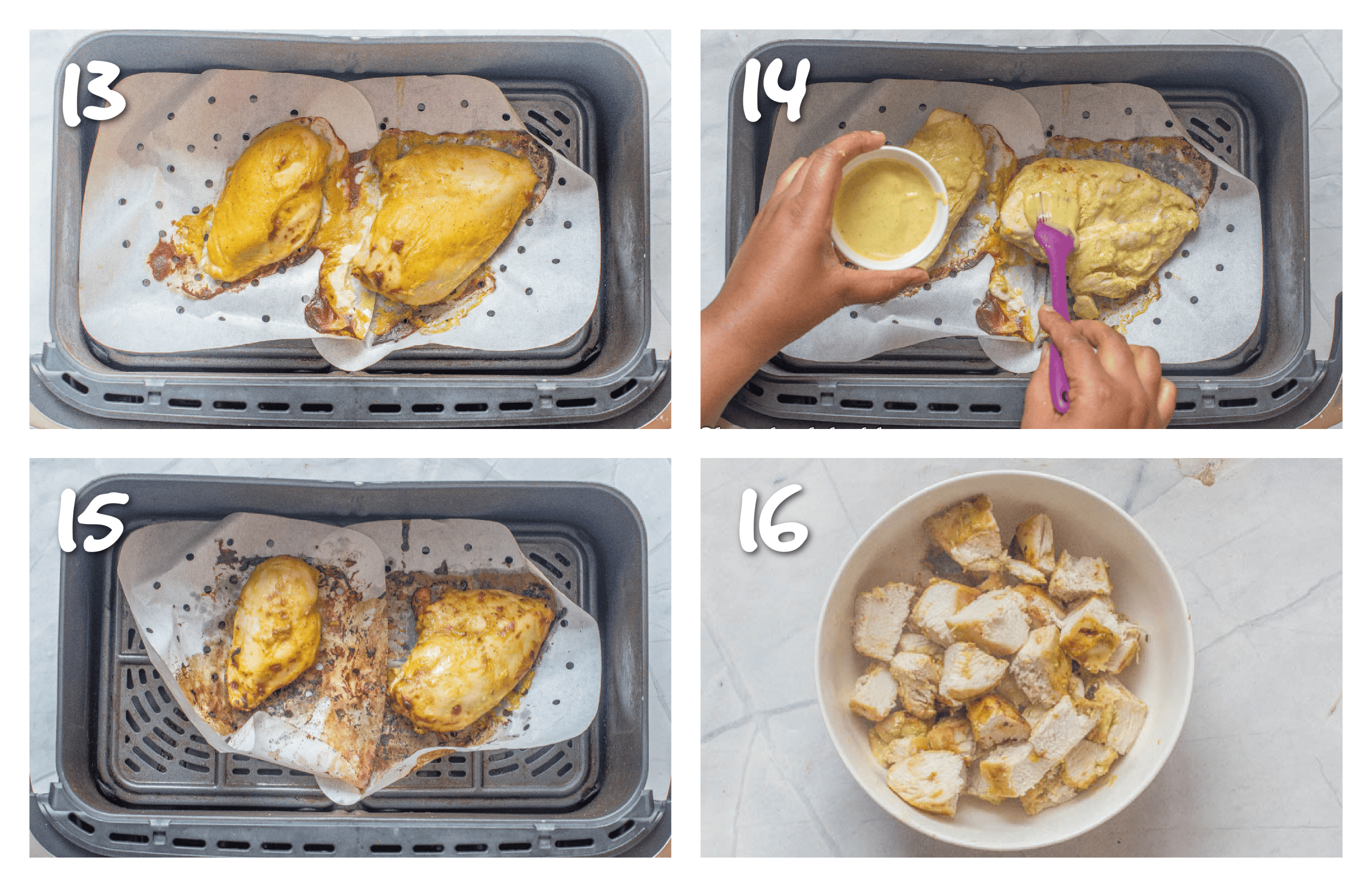 steps13-16 air frying the chicken