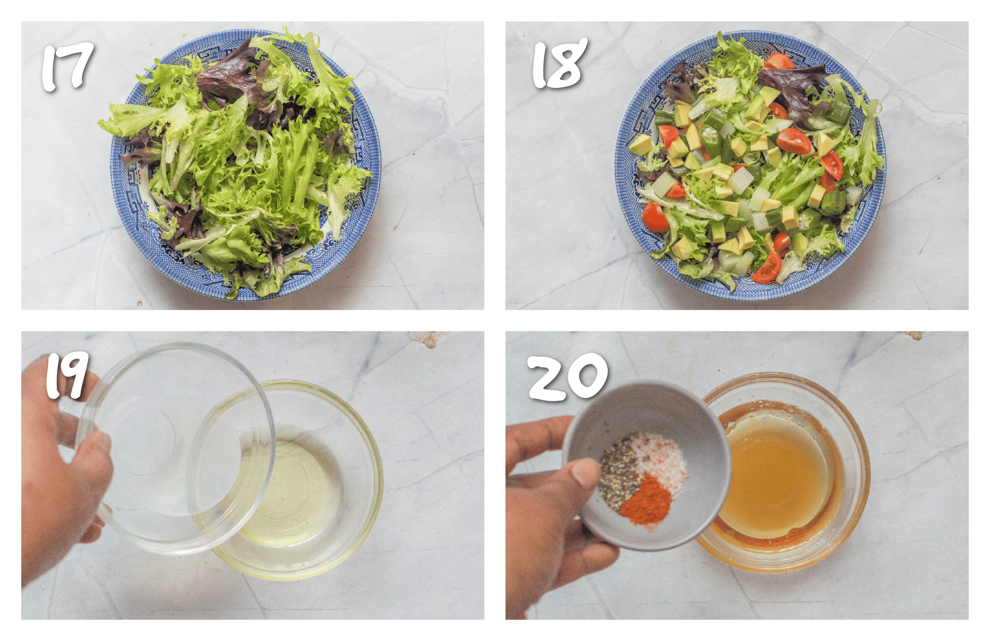 steps17-20 arranging the salad and the dressing