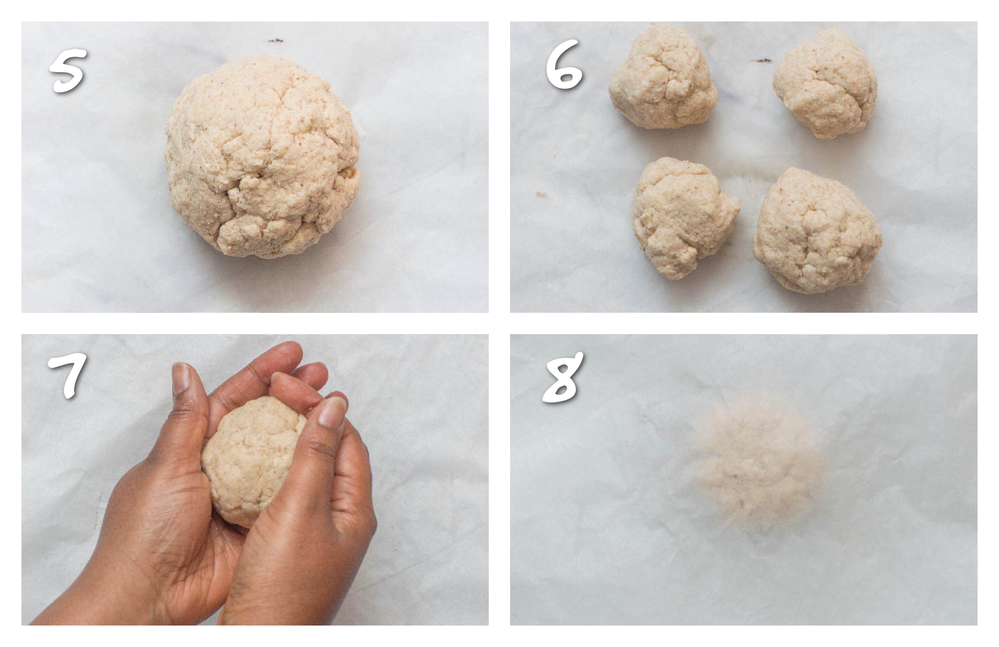 steps5-8 forming the dough into a ball