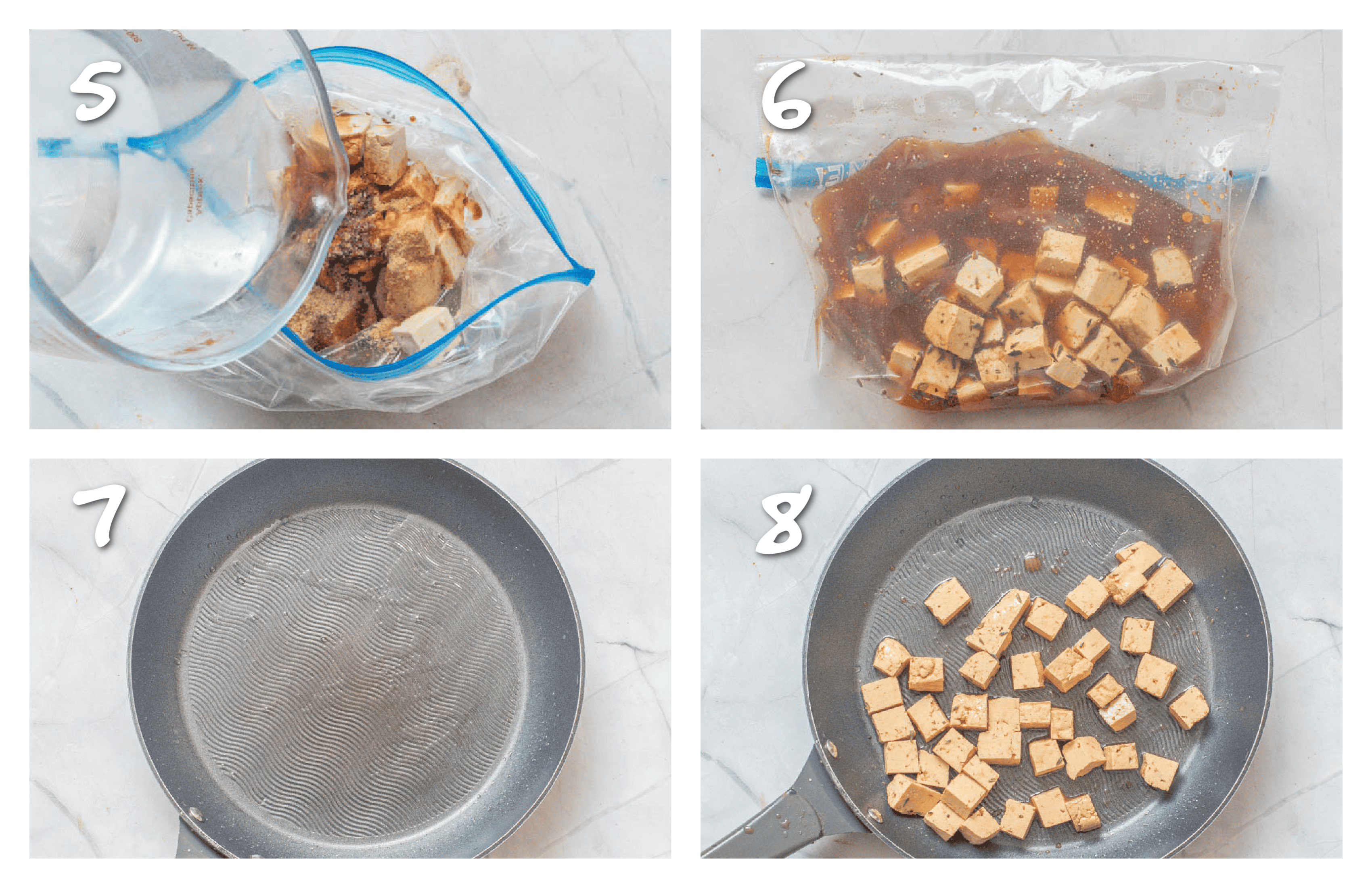 steps5-8 marinating the tofu