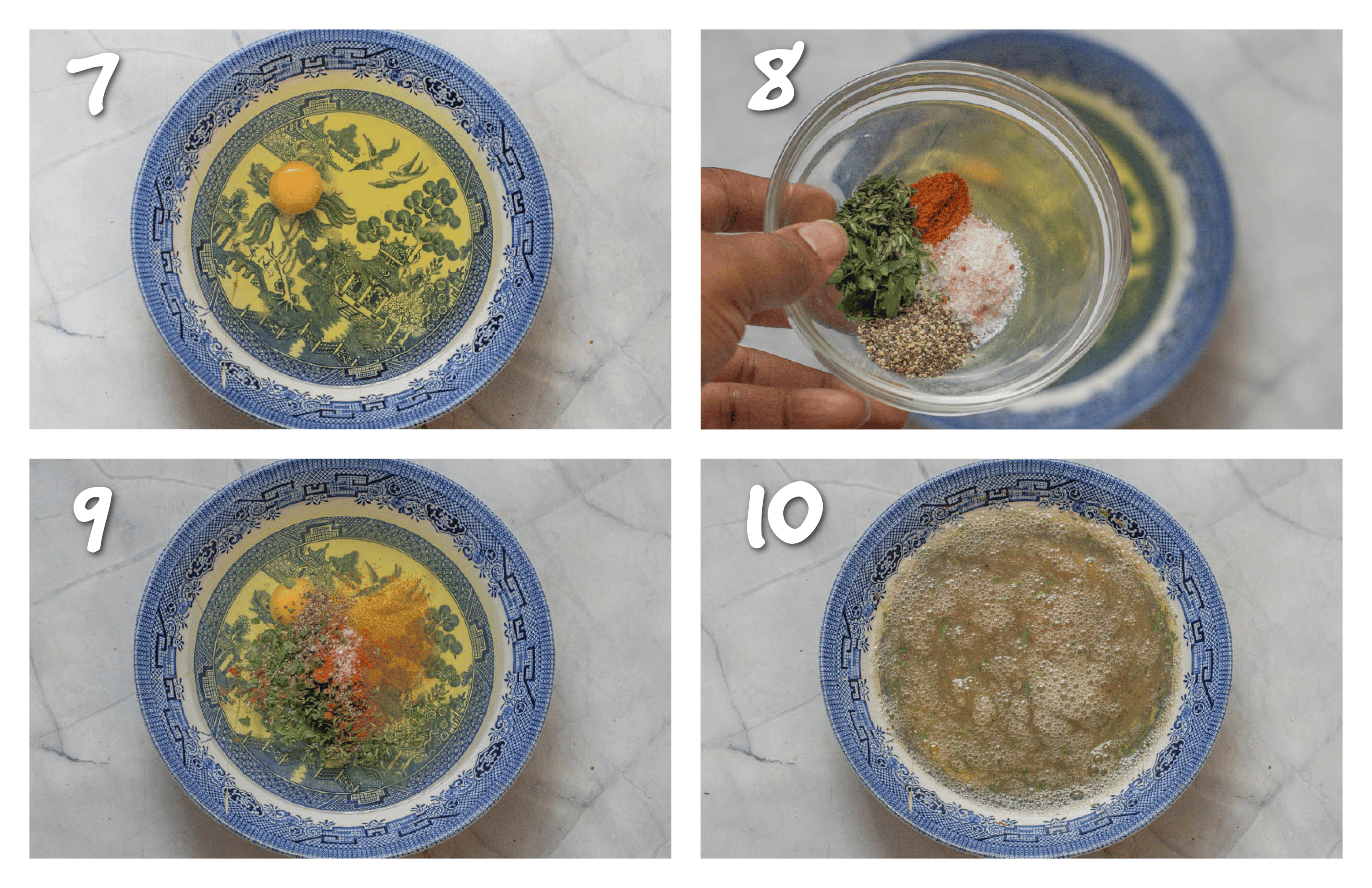 steps7-10 whisking the eggs with seasoning