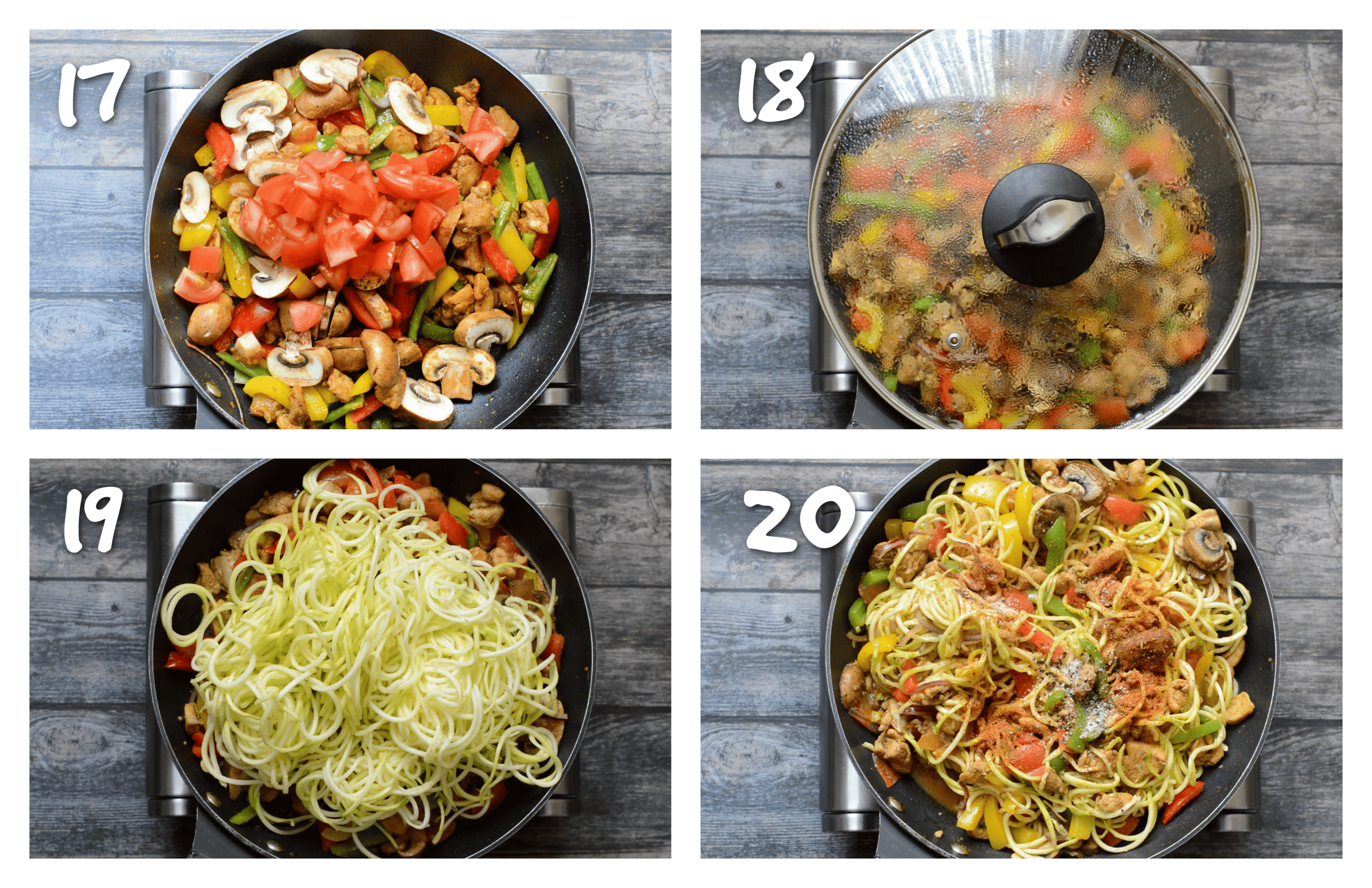 steps17-20 adding the vegetable noodles