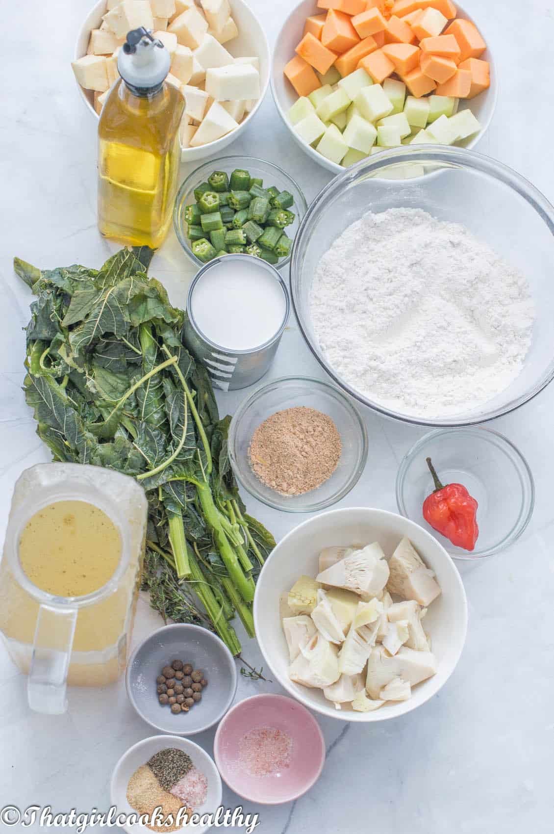 Ingredients you will need for Jamaican Pepperpot Soup