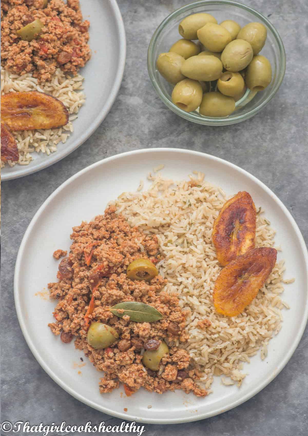 Close up of the picadillo