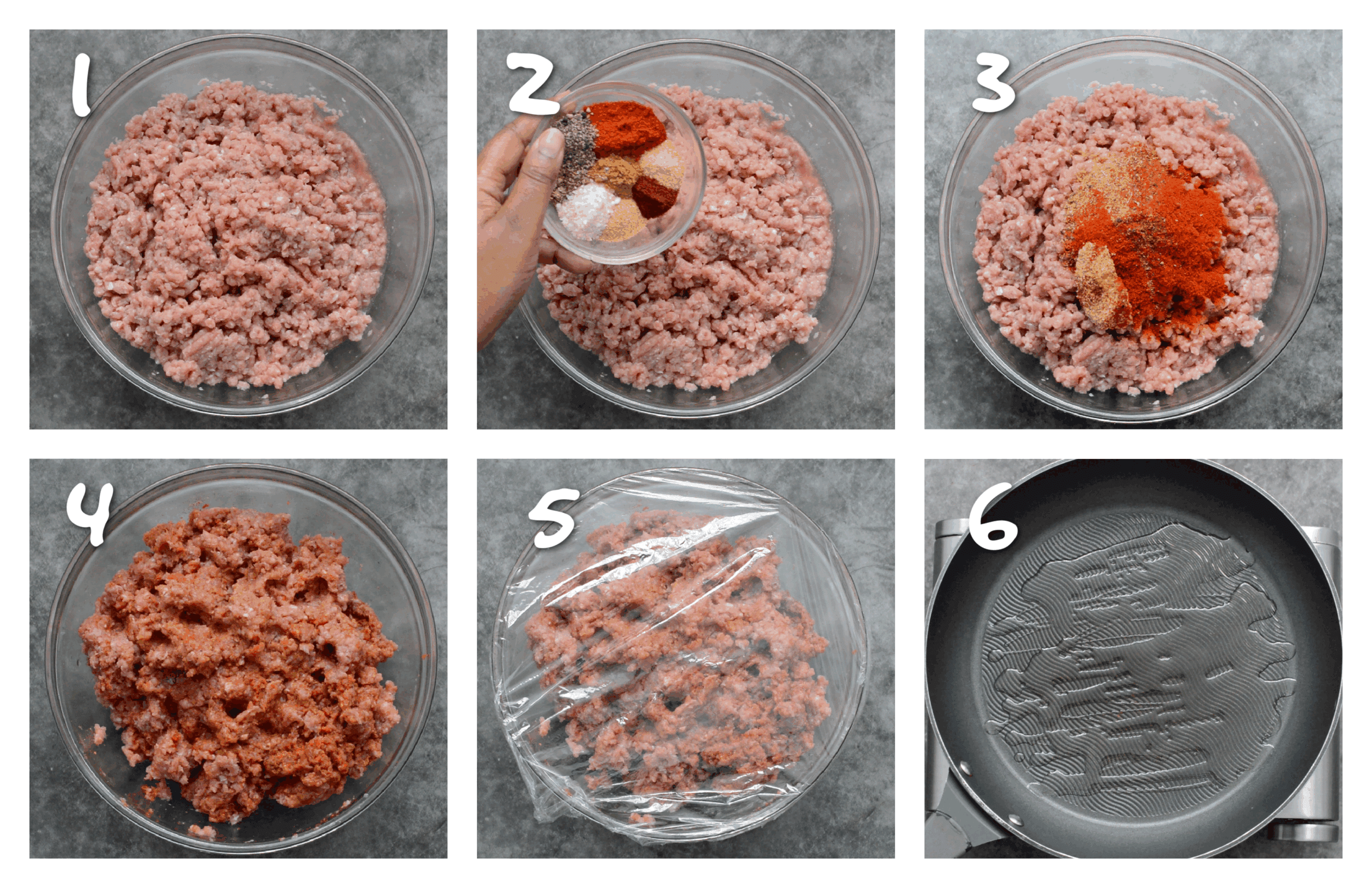 step1-6 seasoning the ground turkey
