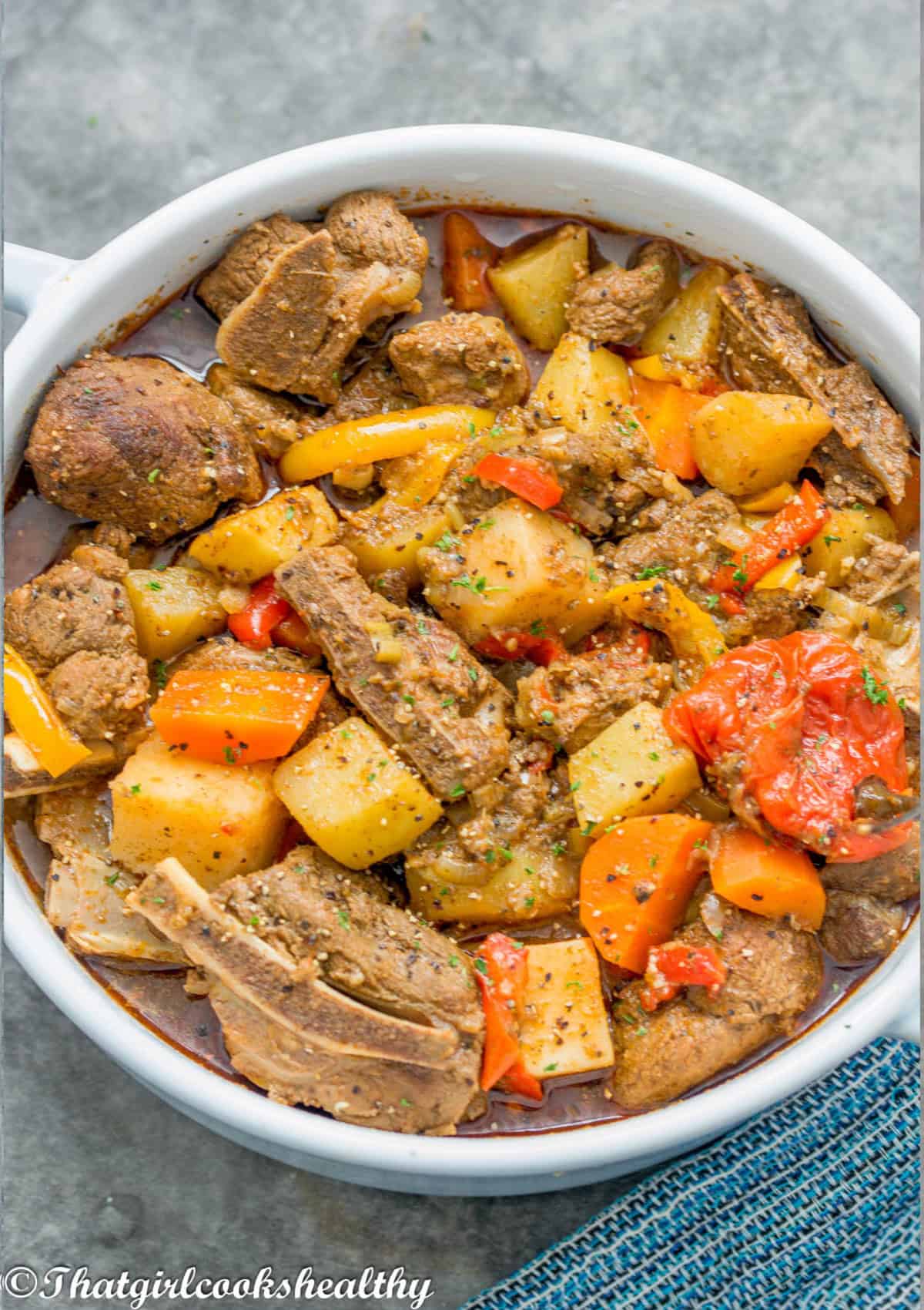 Close up of stewed lamb