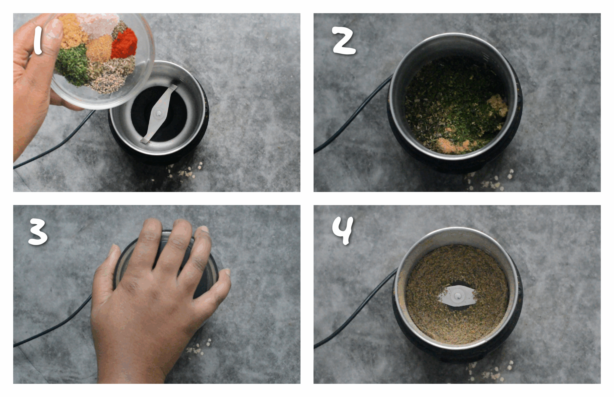 step1-4 milling the dry ingredients