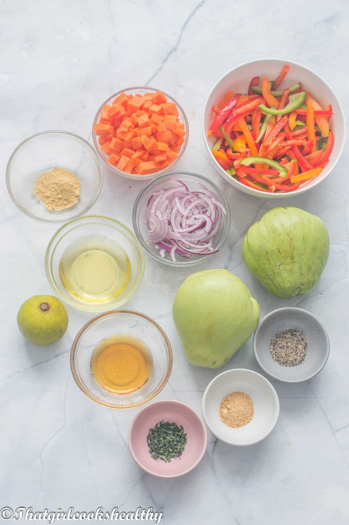 Ingredients you will need for chayote salad