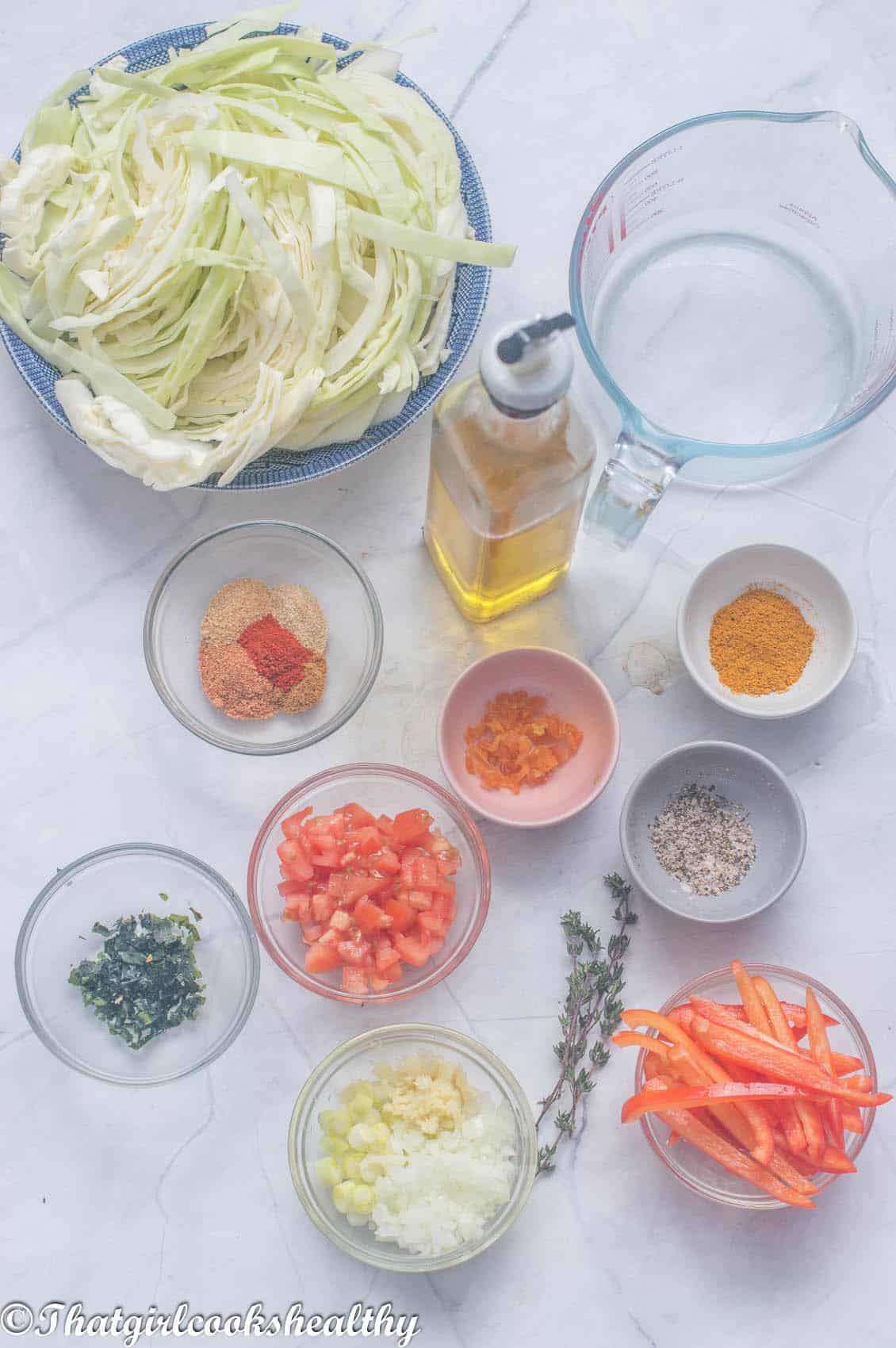 Ingredients you will need for curry cabbage