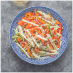 colourful salad in a blue bowl