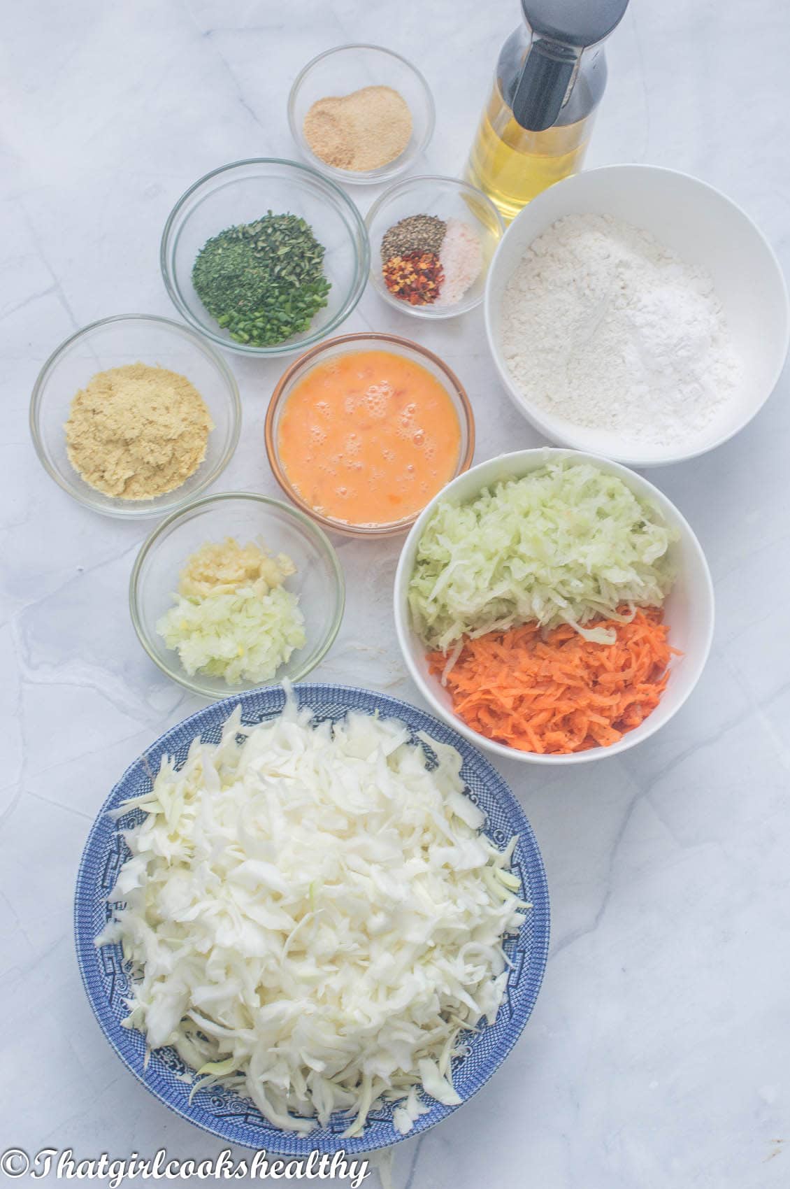 Ingredients you will need for cabbage fritters
