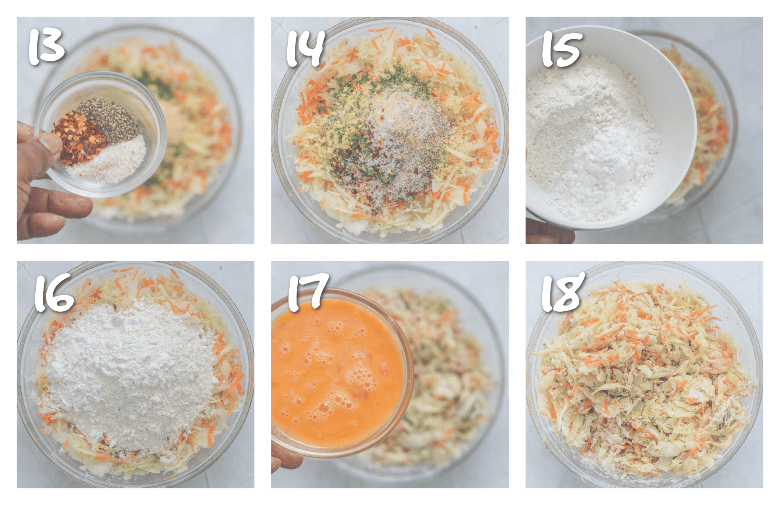 step13-18 adding the flour and egg