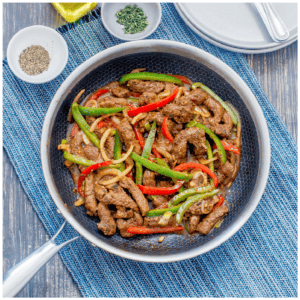 steak with bell peppers
