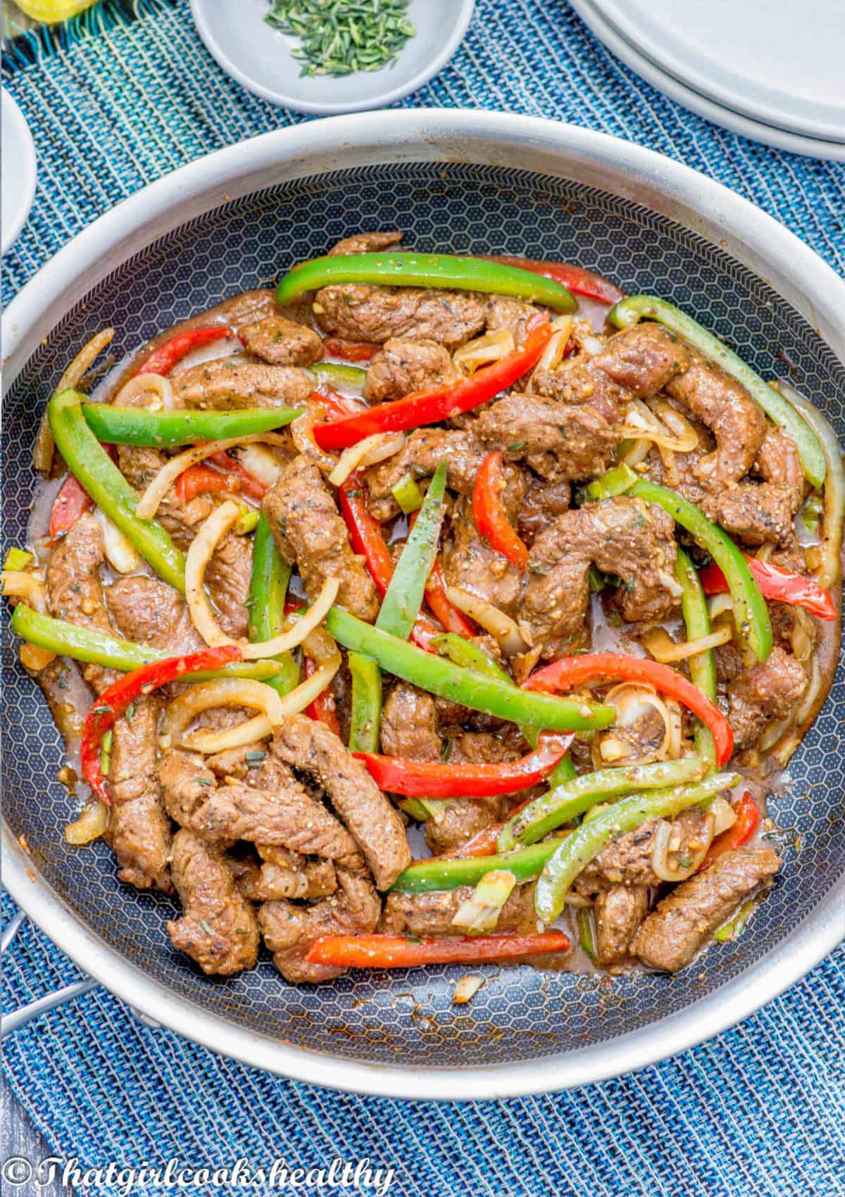 Close up of the pepper steak