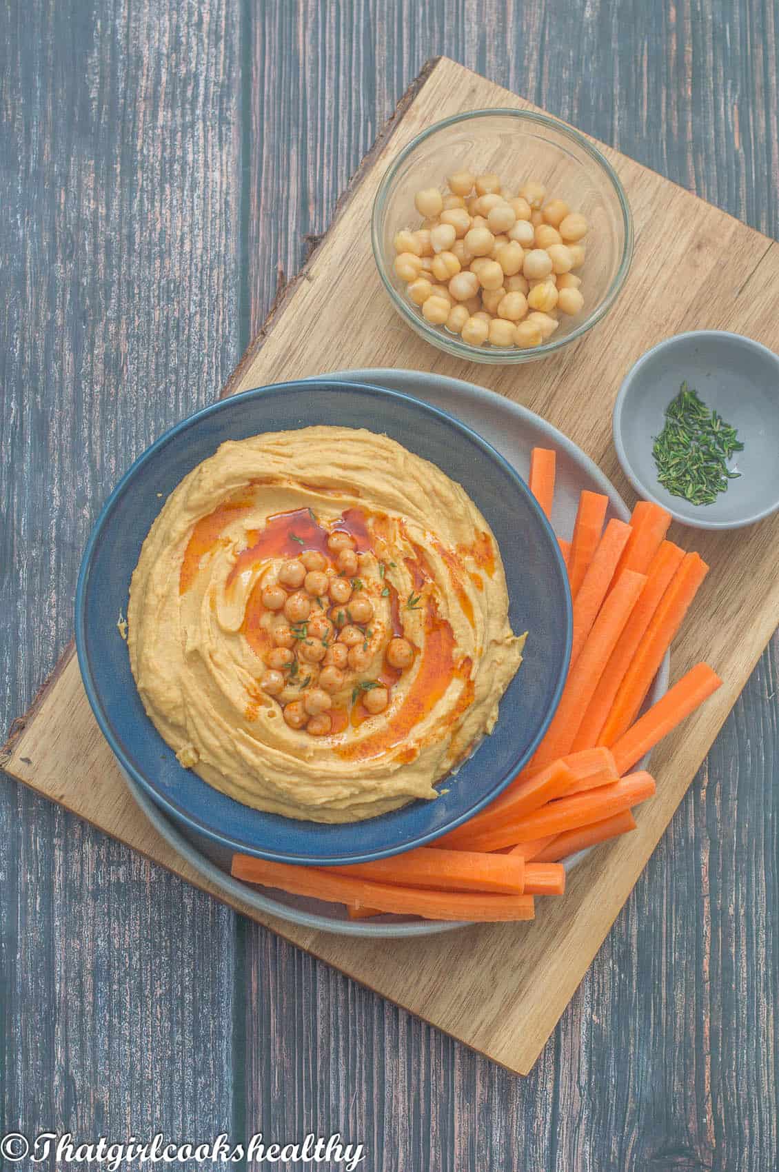 Hummus with carrot slices