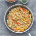 A skillet of cabbage and eggs