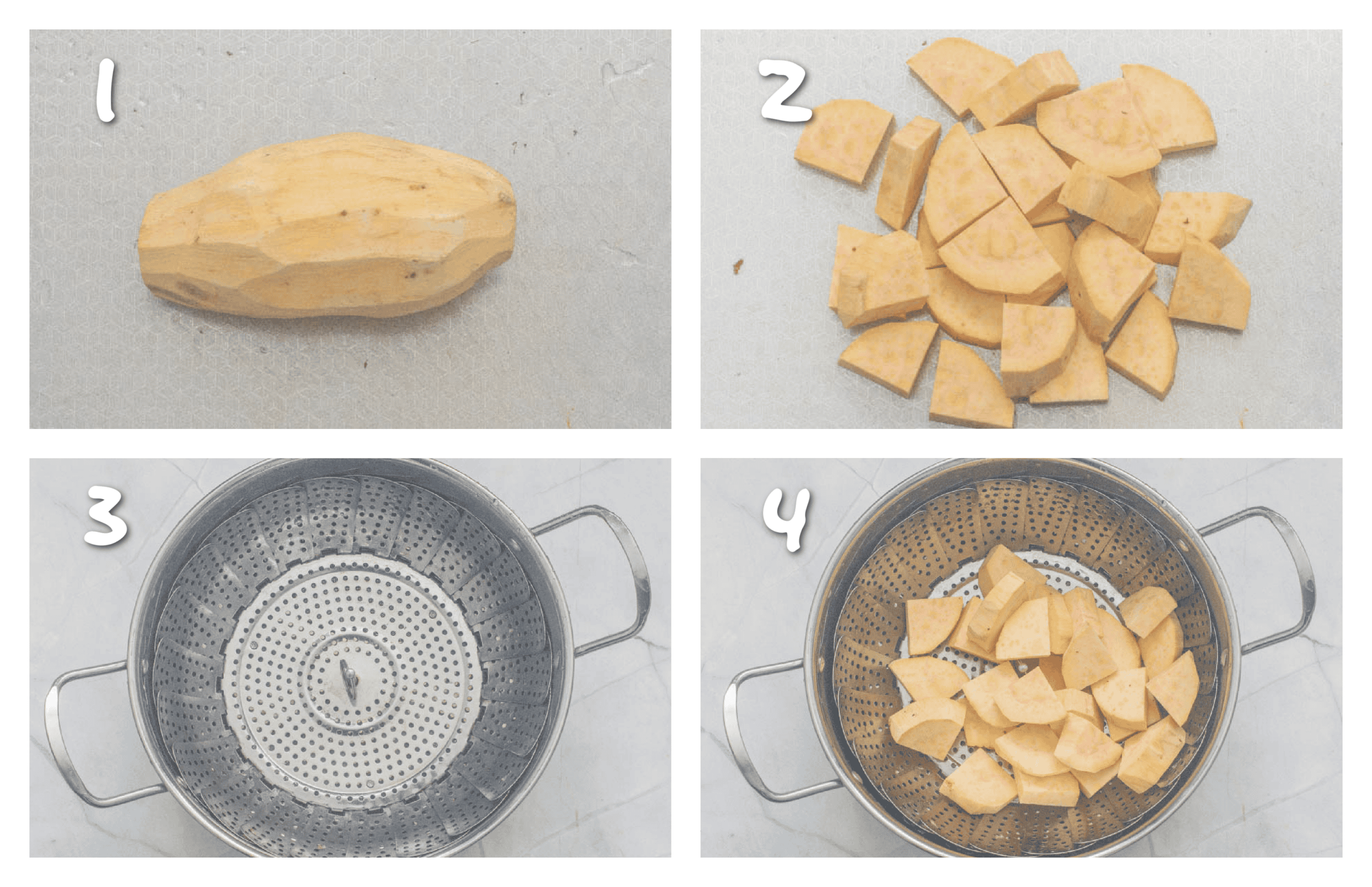 step1-4 steaming the sweet potato