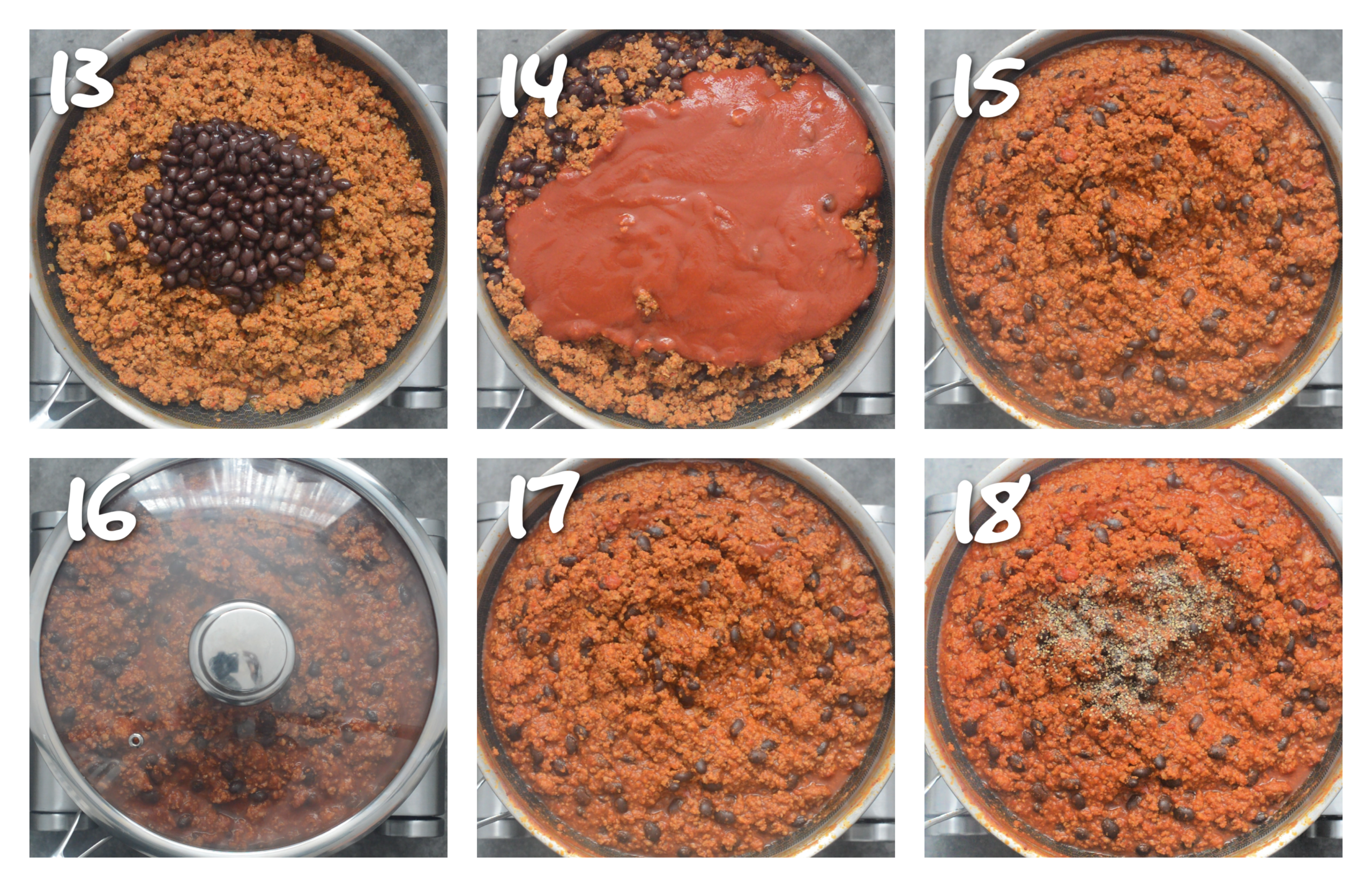 step13-18 adding the black beans and passata