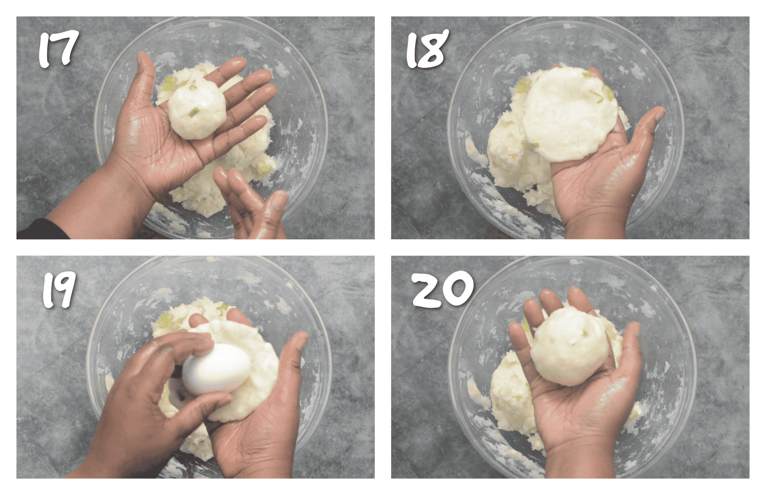 step17-20 rolling the egg in the cassava