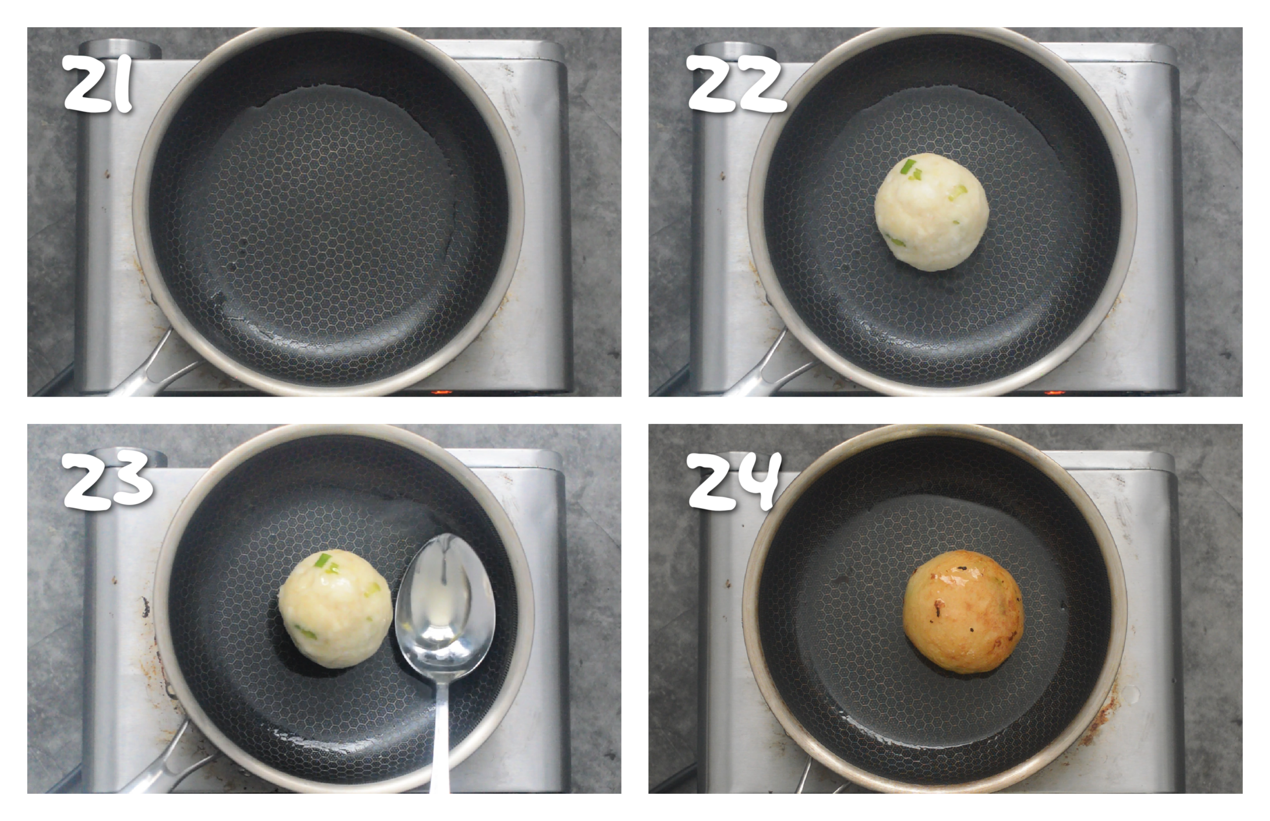 step21-24 shallow frying the egg ball