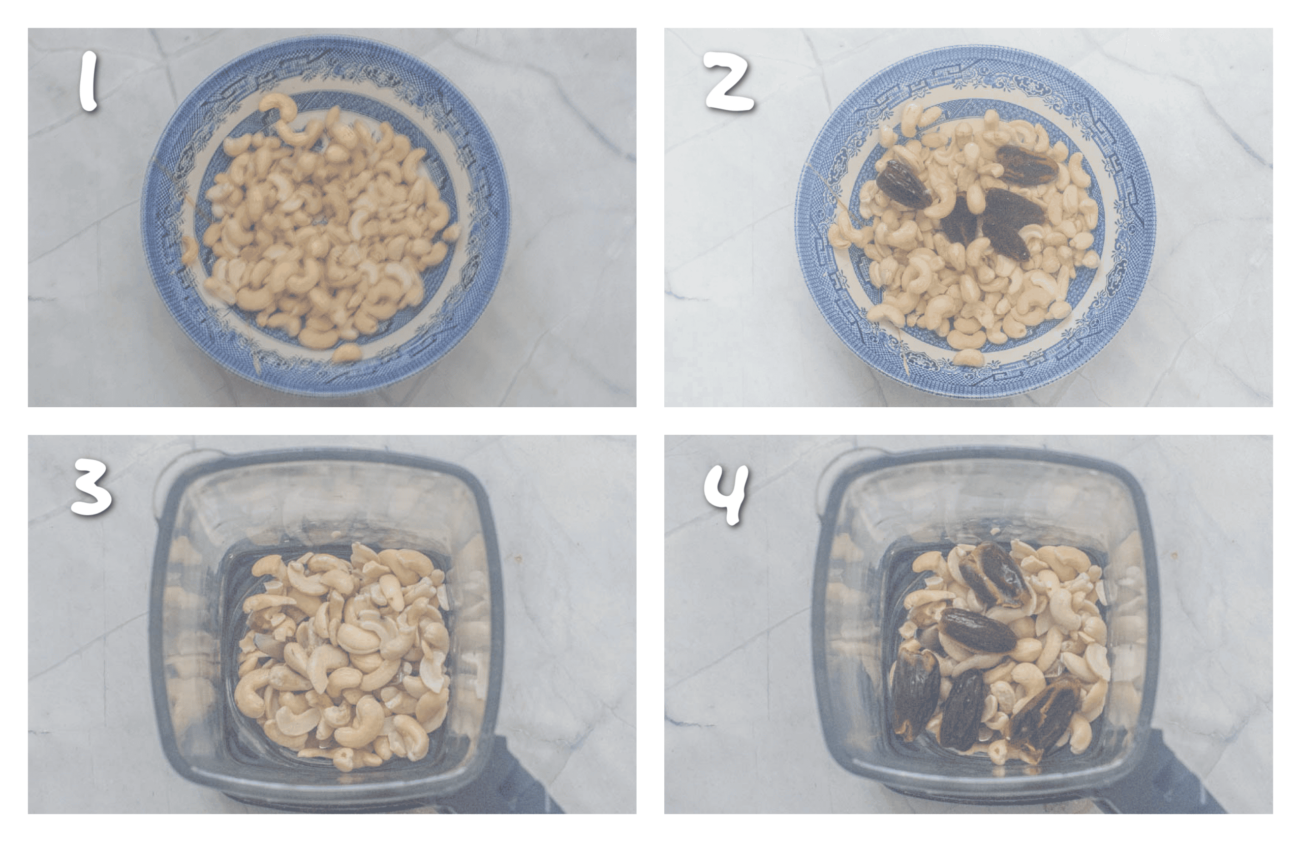 step1-4 soaking the cashews and dates