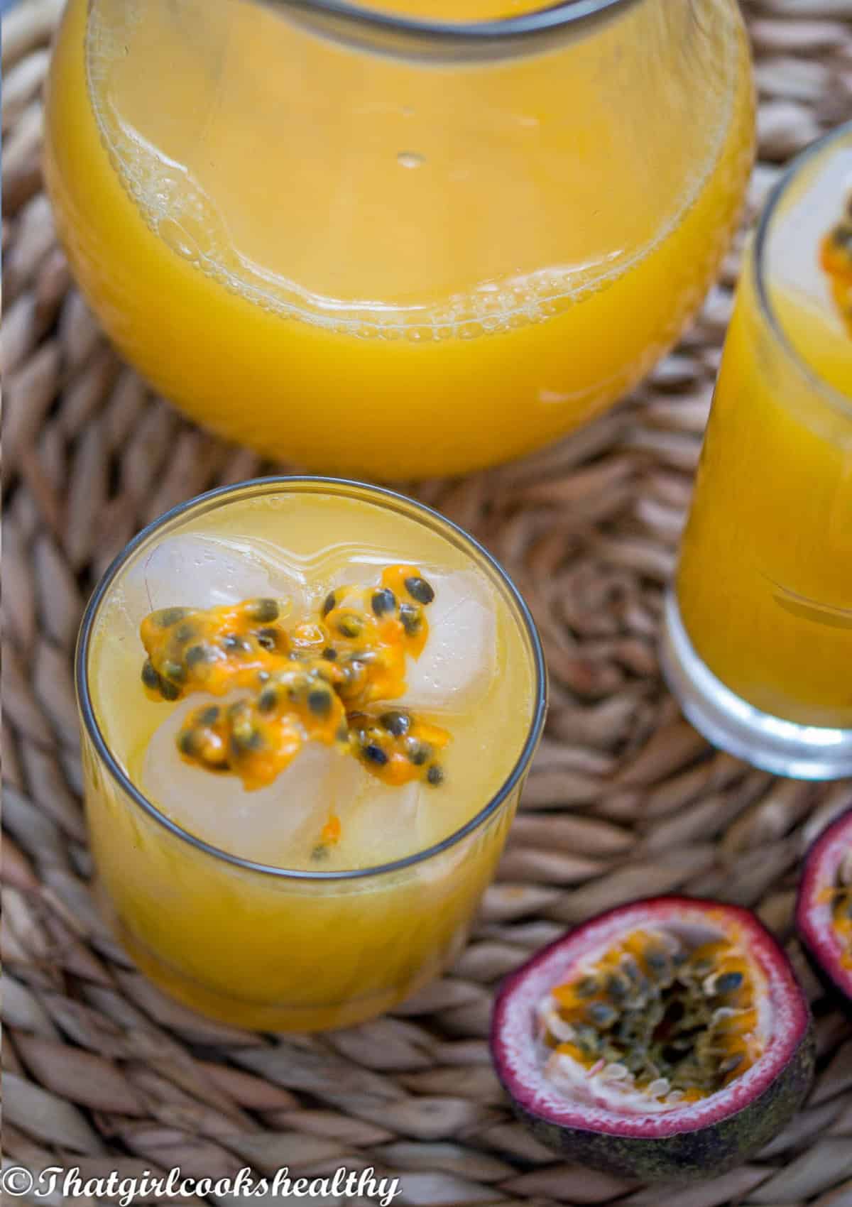 Close up of the passion fruit juice