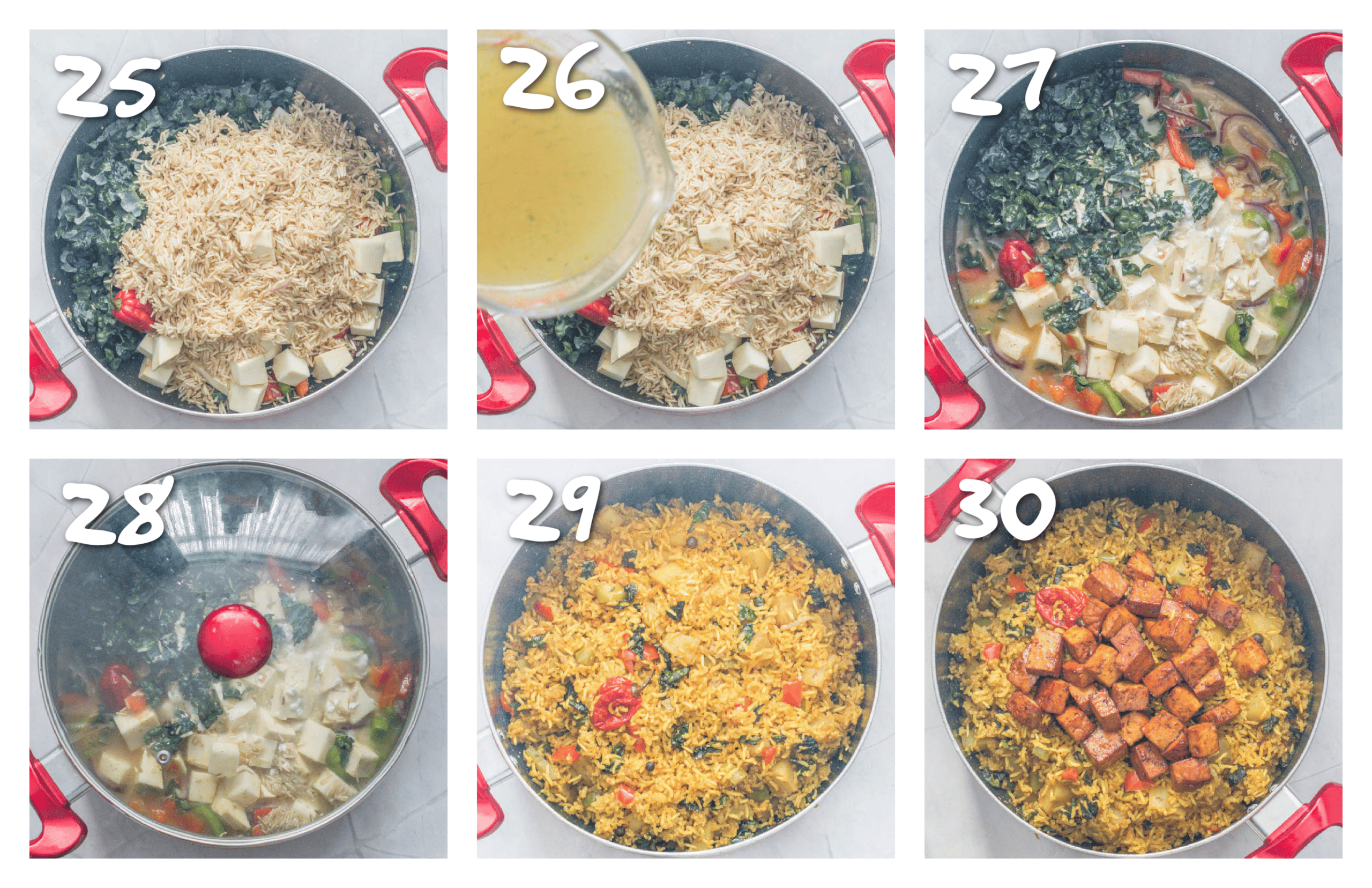 step25-30 adding the brown rice and cooking it