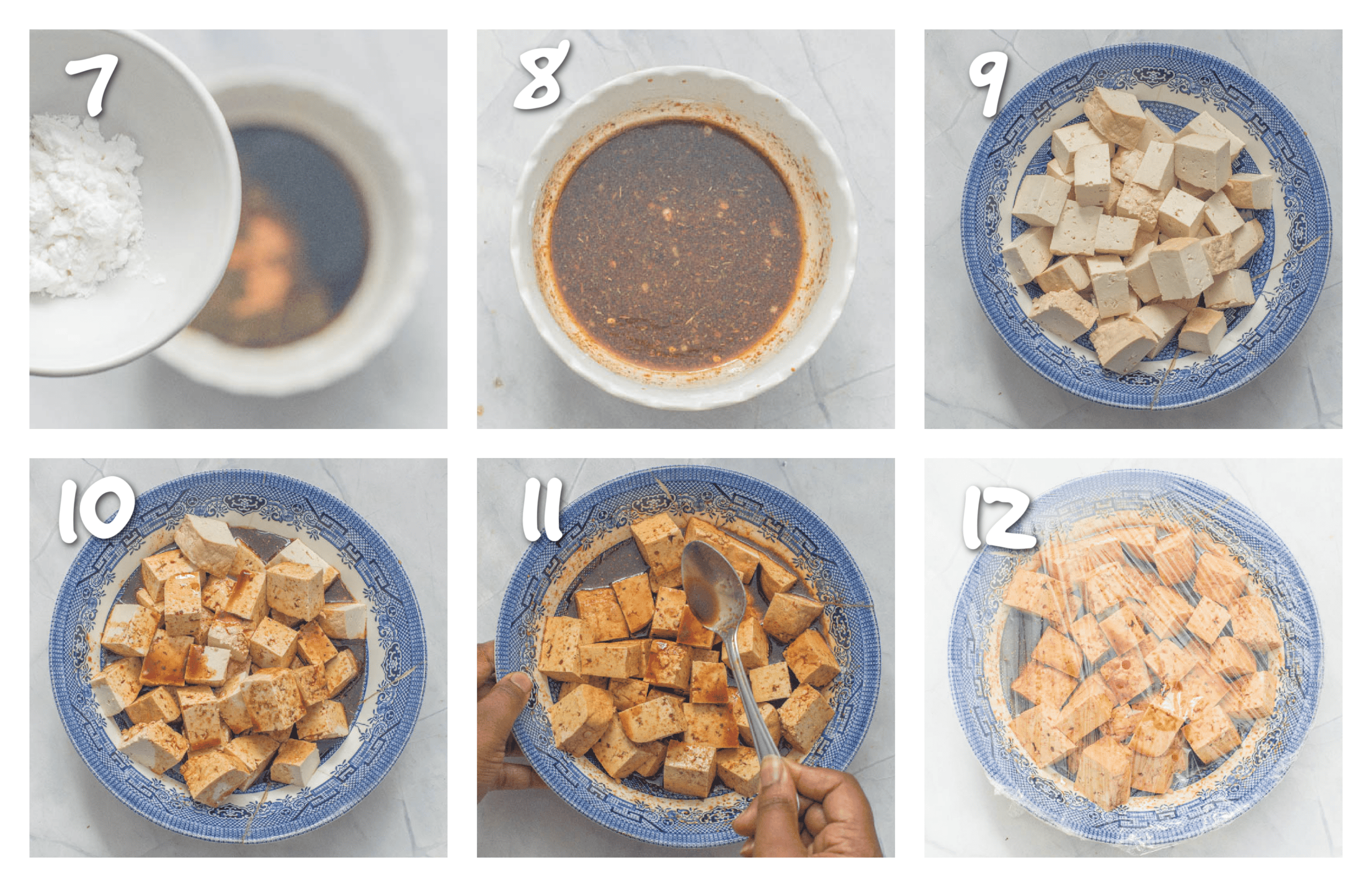 step7-12 basting the tofu with the marinade