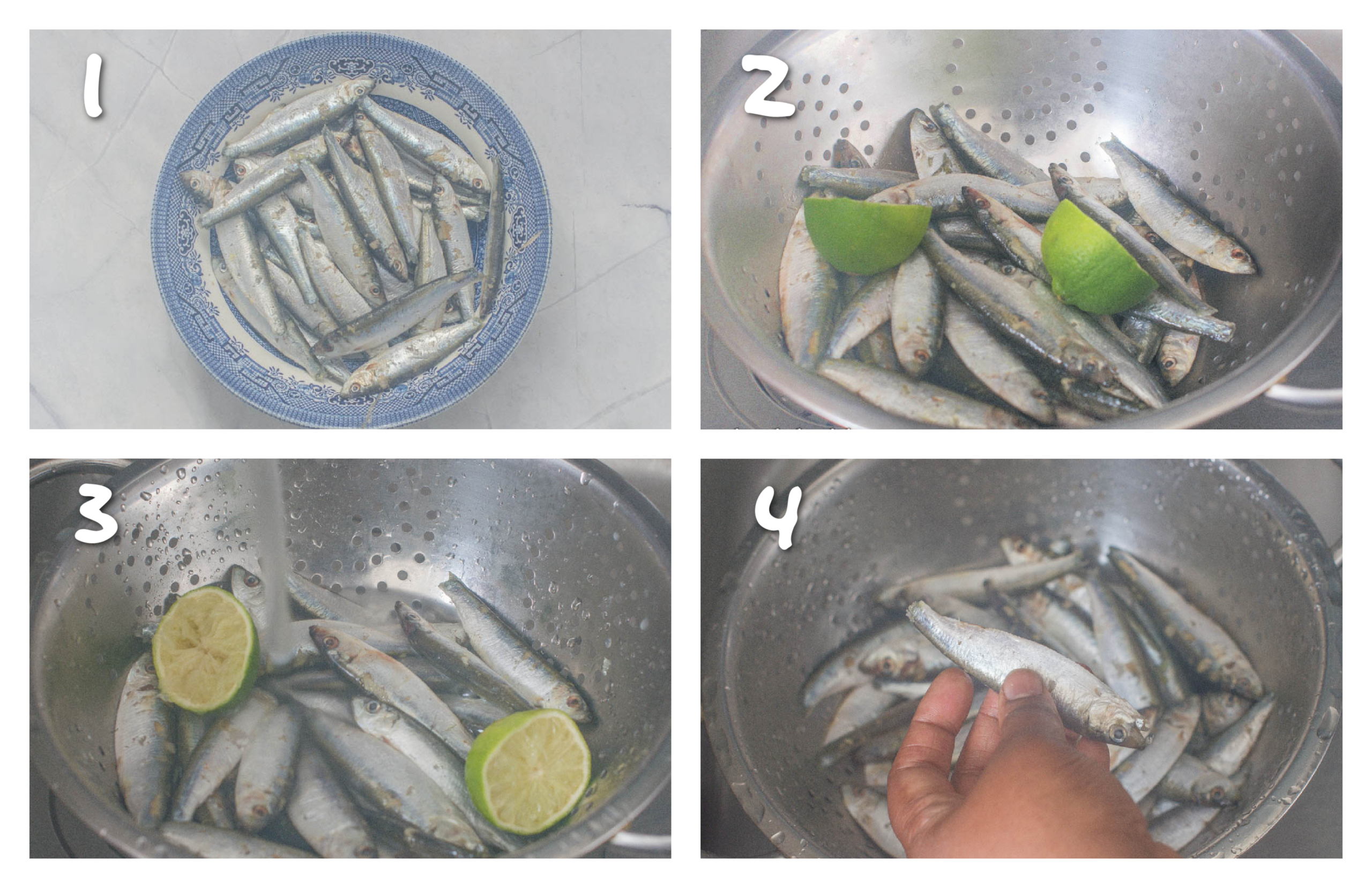 steps1-4 cleaning the sprats