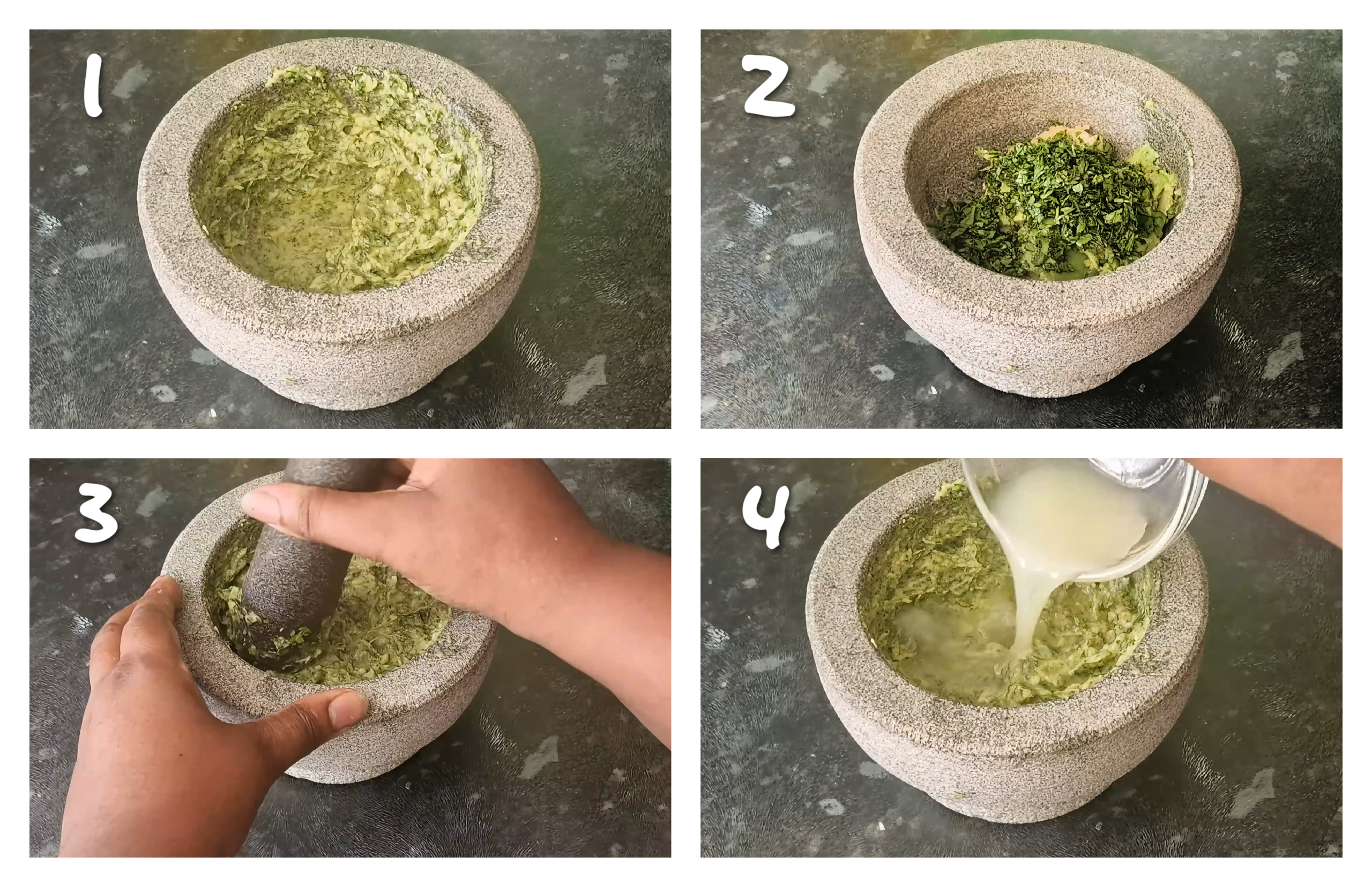 step1-4 using a pestle for the avocado