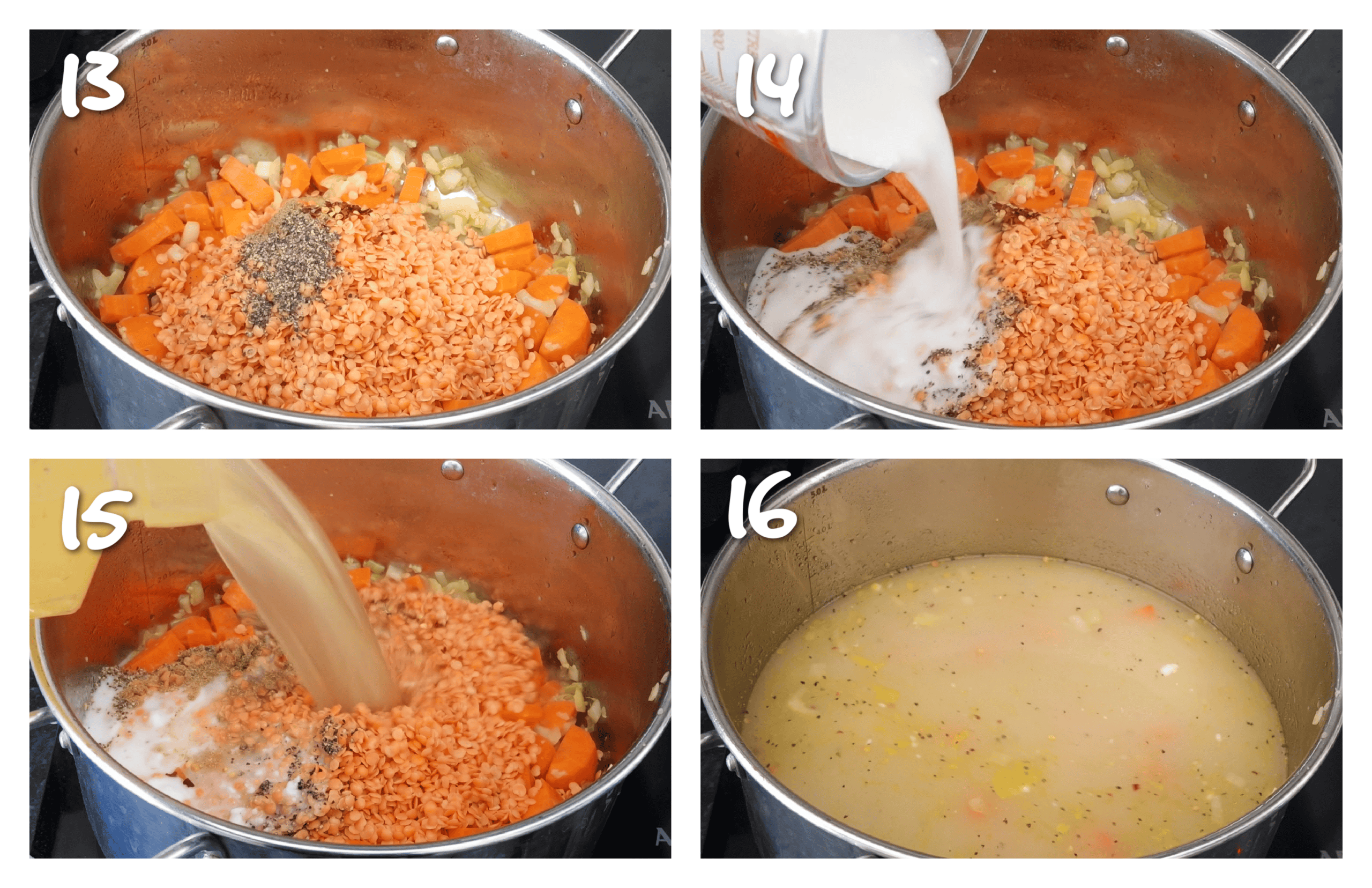 step13-16 adding the coconut milk and chicken stock