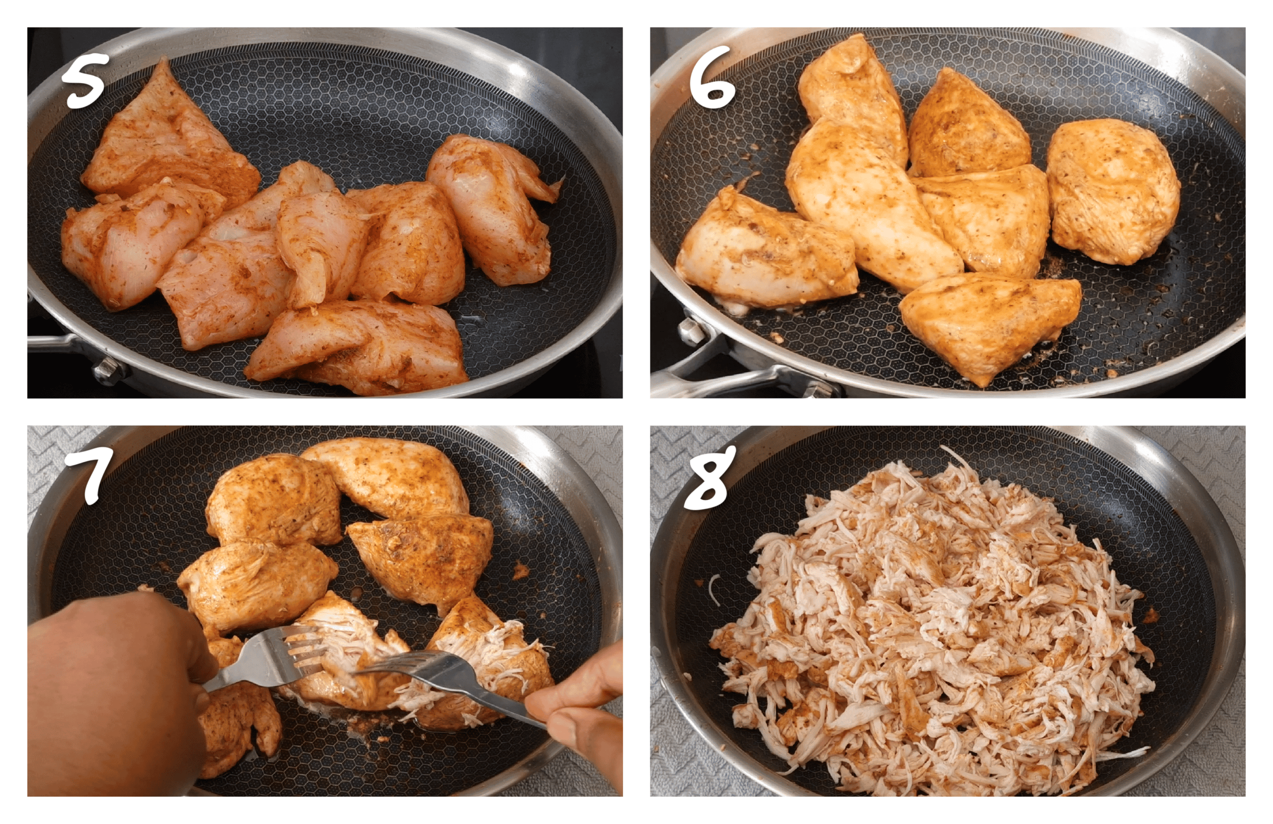 step5-8 shredding the chicken